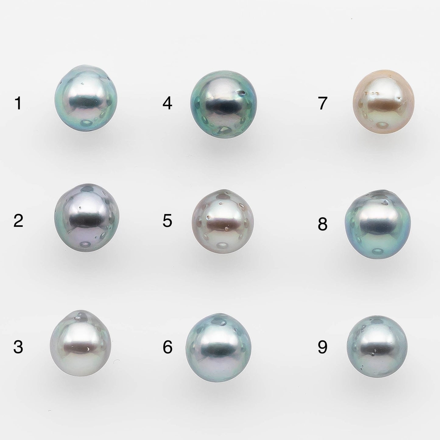 8-9mm Tahitian Pearl Drop with High Luster and Natural Color in Silver Blue with Minor Blemishes, Loose Single Piece Undrilled, SKU #2096TH