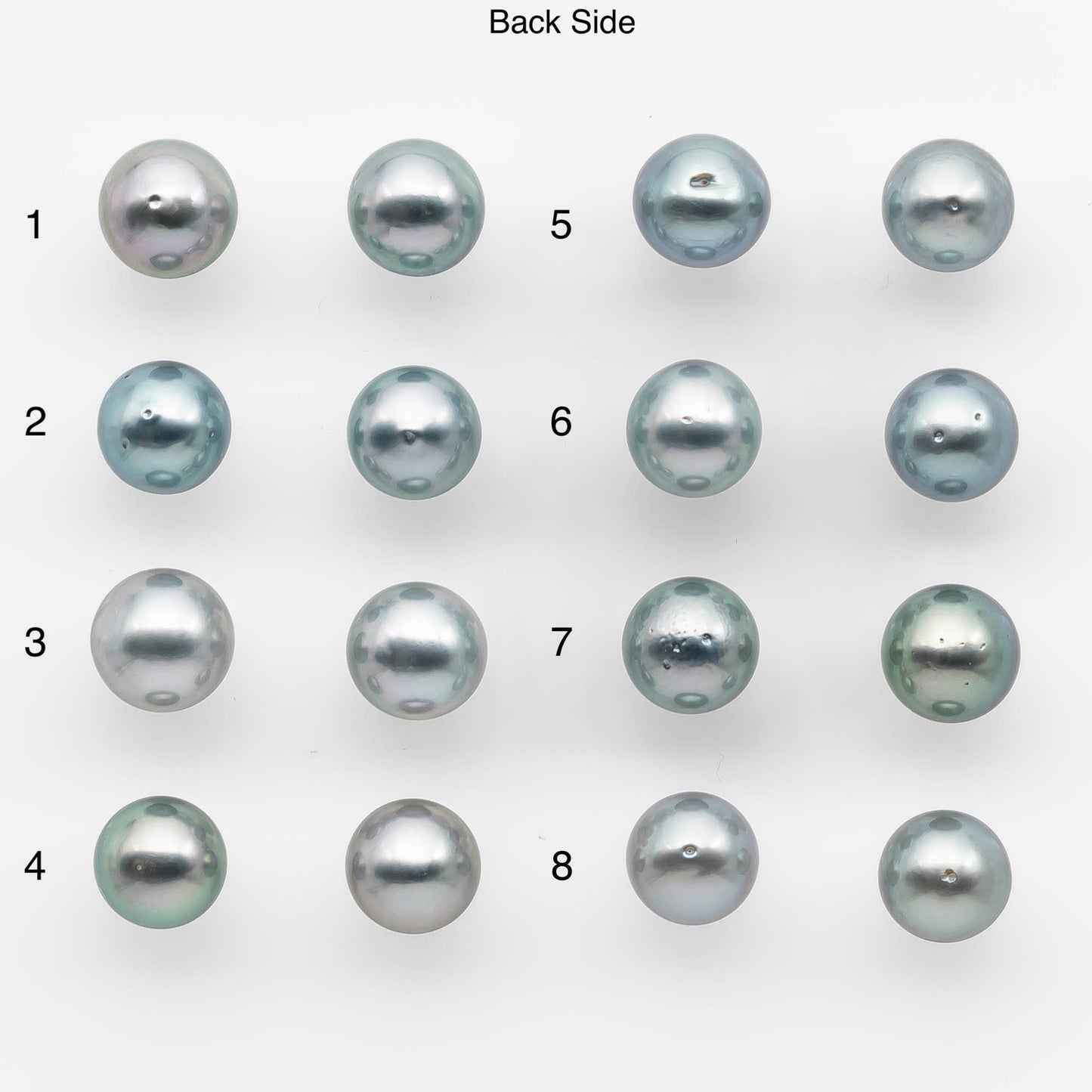 9-10mm Matching Pair Silver Blue Tahitian Pearl with High Luster, Undrilled for Making Earring or Pendant, SKU # 2103TH