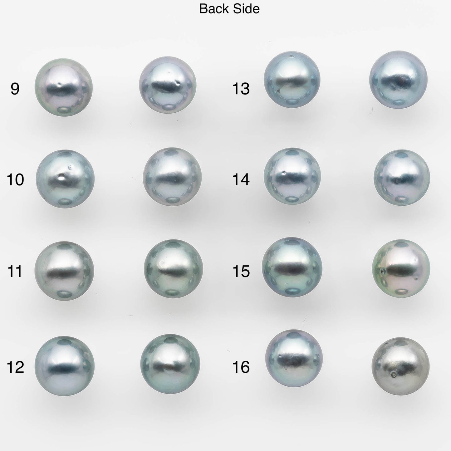 9-10mm Matching Pair Silver Blue Tahitian Pearl with High Luster, Undrilled for Making Earring or Pendant, SKU # 2103TH