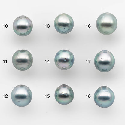 8-9mm Tahitian Pearl with High Luster and Natural Color in Silver Blue with Minor Blemishes, Loose Single Piece Undrilled, SKU # 2110TH