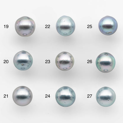 8-9mm Tahitian Pearl with High Luster and Natural Color in Silver Blue with Minor Blemishes, Loose Single Piece Undrilled, SKU # 2110TH