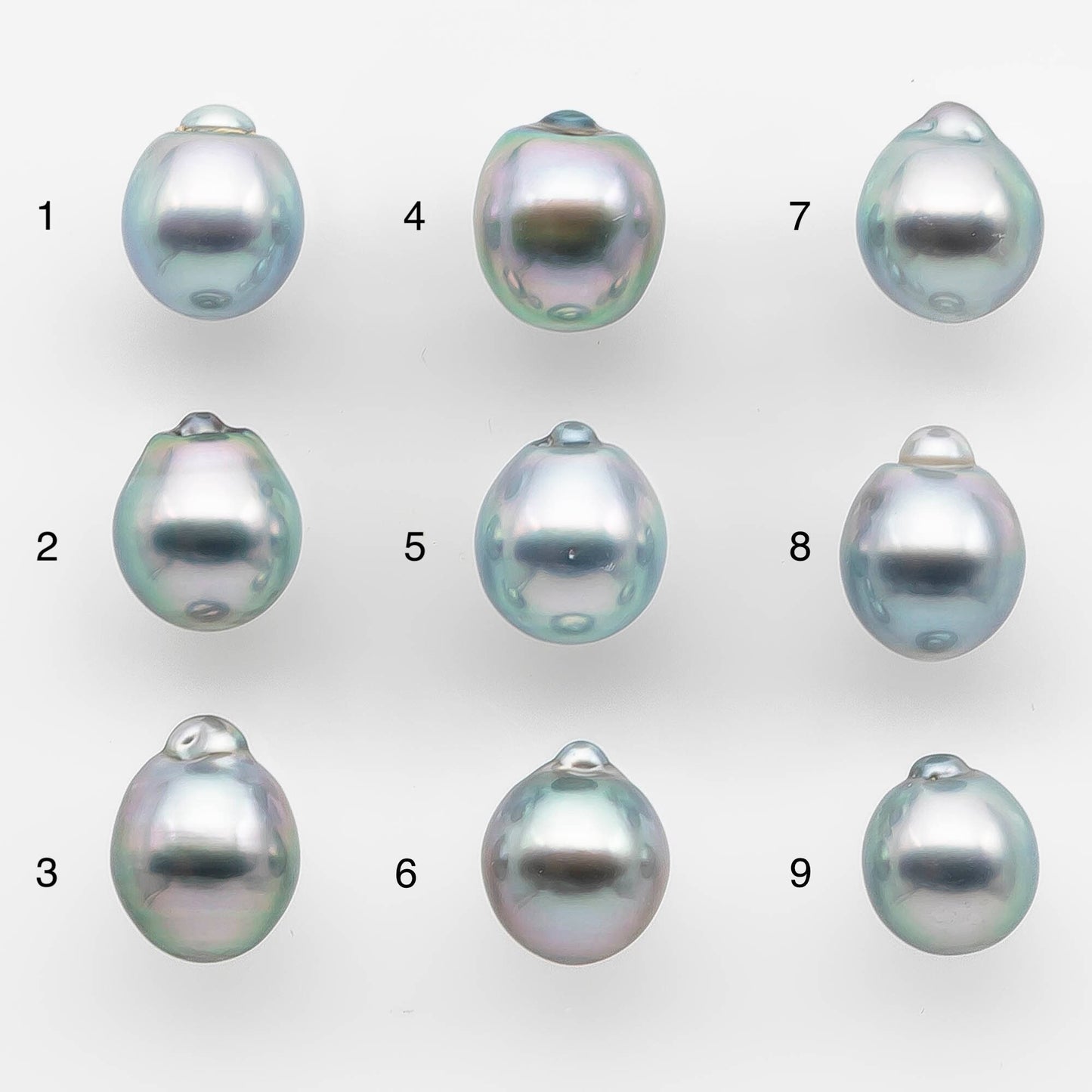 8-9mm Tahitian Pearl Drop with High Luster and Natural Color in Silver Blue with Minor Blemishes, Loose Single Piece Undrilled, SKU # 2111TH