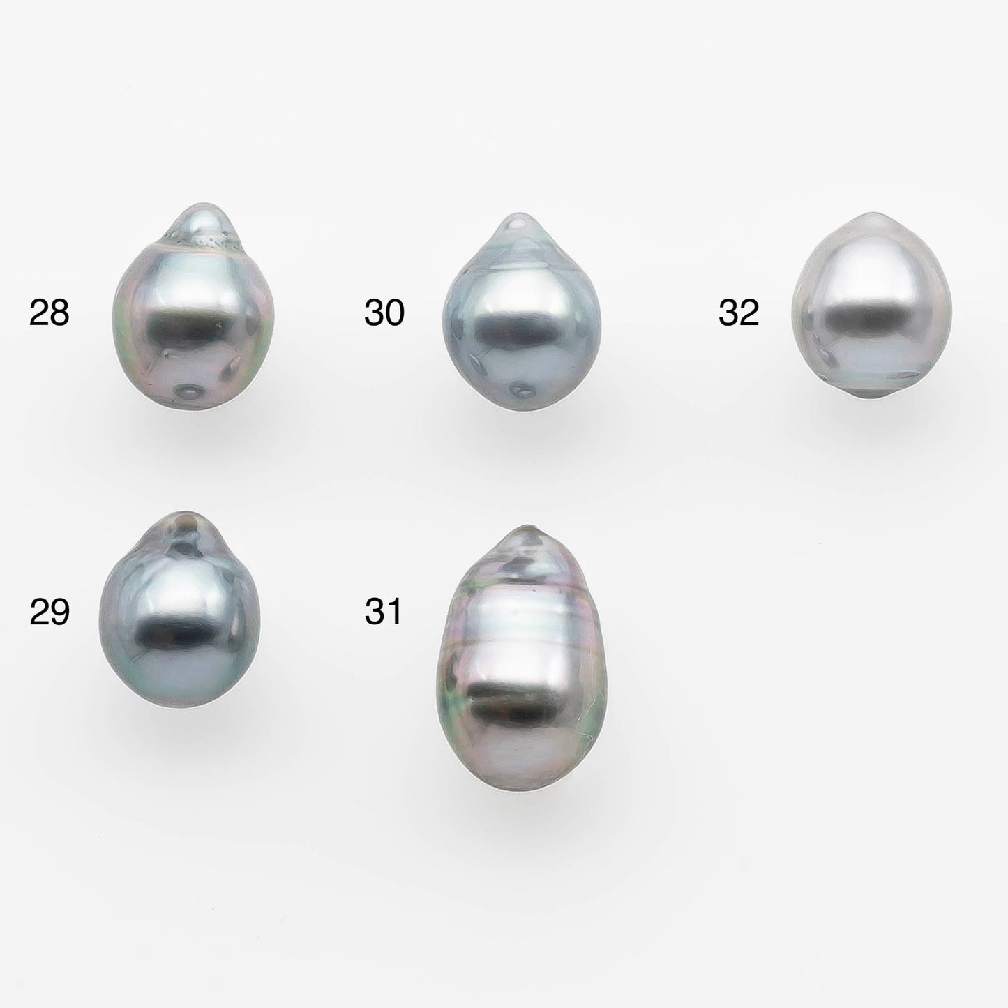 9-10mm Tahitian Pearl Drop with High Luster and Natural Color in Silver Blue, Loose Single Piece Undrilled, SKU # 2117TH