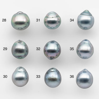 9-10mm Tahitian Pearl Drop with High Luster and Natural Color in Silver Blue with Minor Blemishe, Loose Single Piece Undrilled, SKU # 2118TH