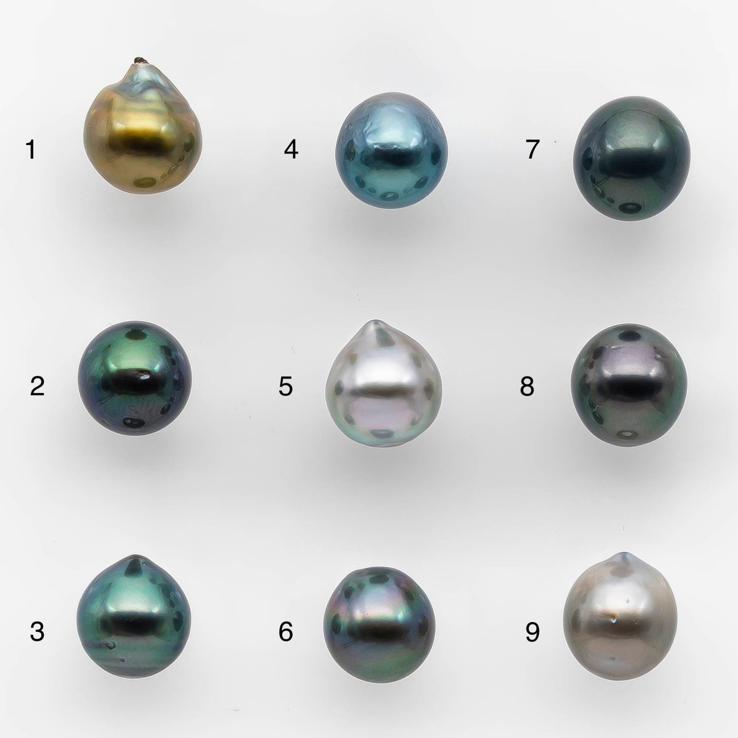 8-9mm Tahitian Pearl Drop with High Luster and Natural Color with Minor Blemishes, Loose Single Piece Undrilled, SKU # 2120TH