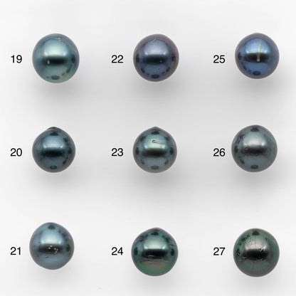 8-9mm Undrilled Near Round Tahitian Pearl in High Luster and Natural Color with Minor Blemishes, Loose Single Piece, SKU # 2121TH