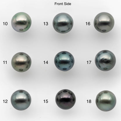 9-10mm Colorful Tahitian Pearl Single Piece Near Round in Natural Color and High Luster with Minor Blemishes, Loose Undrilled, SKU # 2123TH