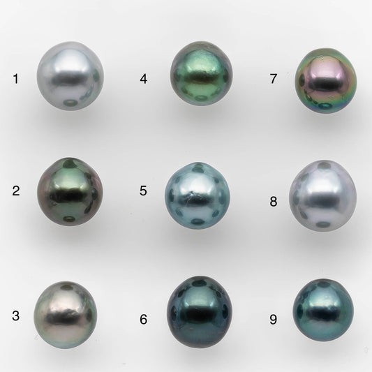 9-10mm Colorful Tahitian Pearl Single Piece Drop in Natural Color and High Luster, Loose Undrilled, SKU #2124TH