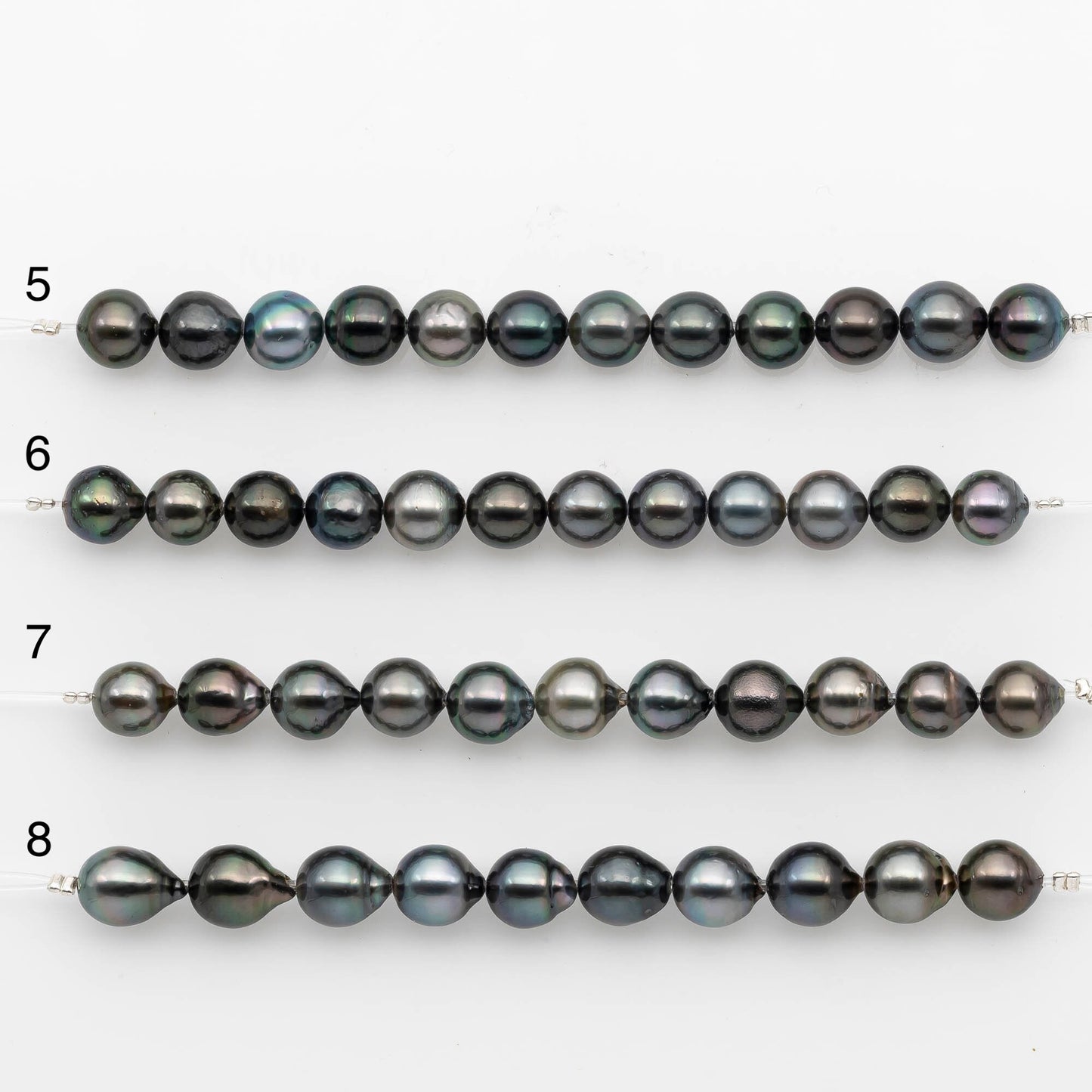 8-9mm Tahitian Pearl in Short Strand with All Natural Color with High Luster for Jewelry Making, SKU# 2177TH