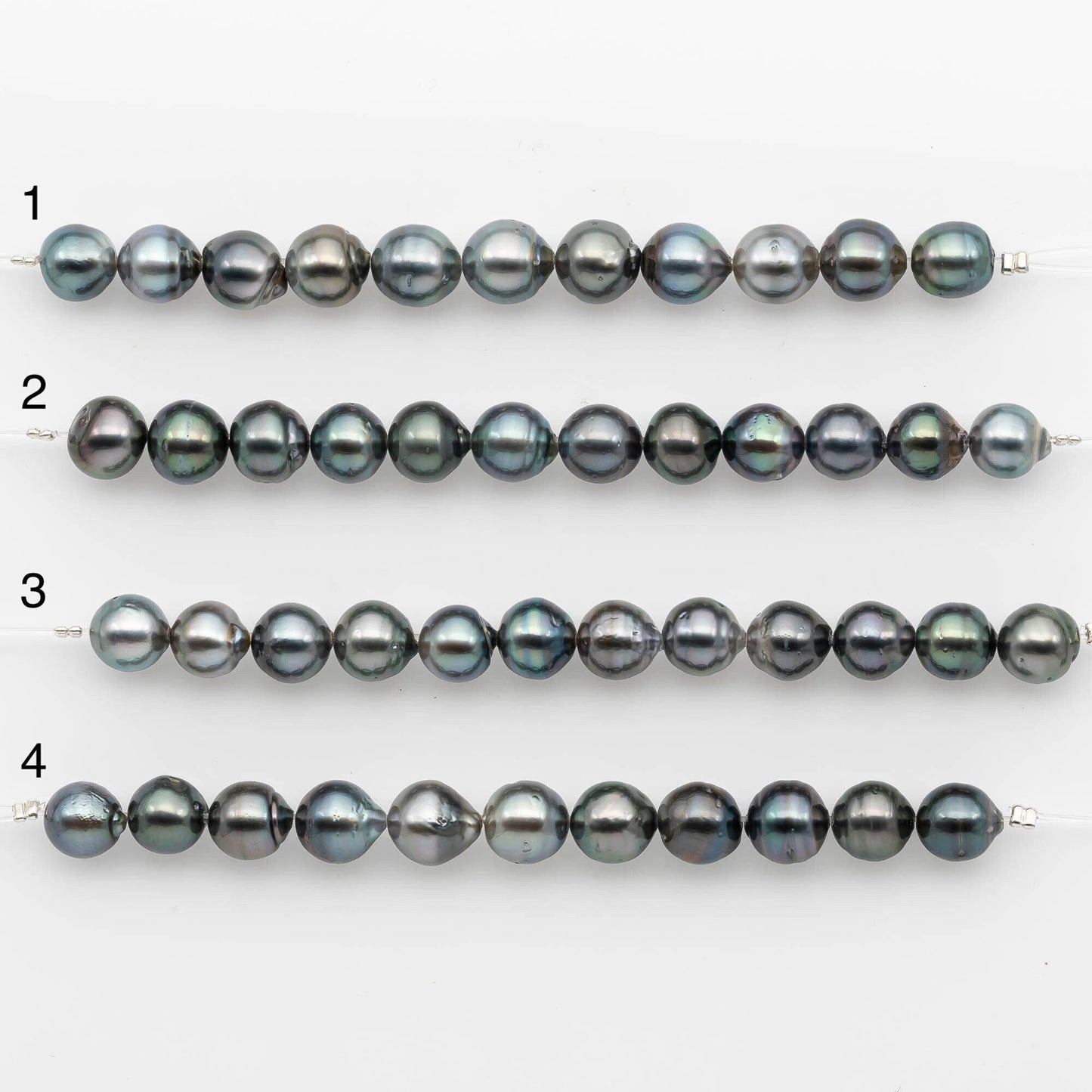 8-9mm Tahitian Pearl in Short Strand with All Natural Color with High Luster for Jewelry Making, SKU# 2178TH