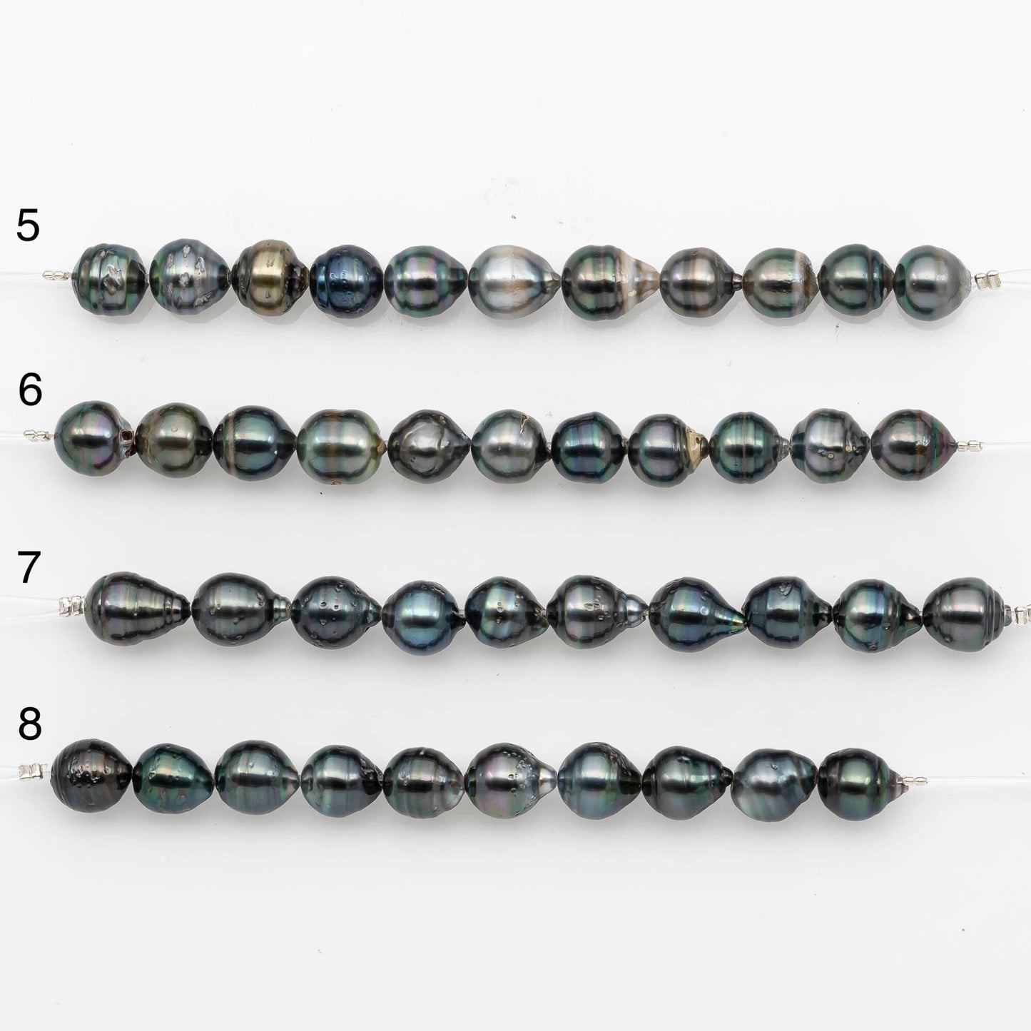 8-9mm Tahitian Pearl in Short Strand with All Natural Color with High Luster for Jewelry Making, SKU# 2182TH