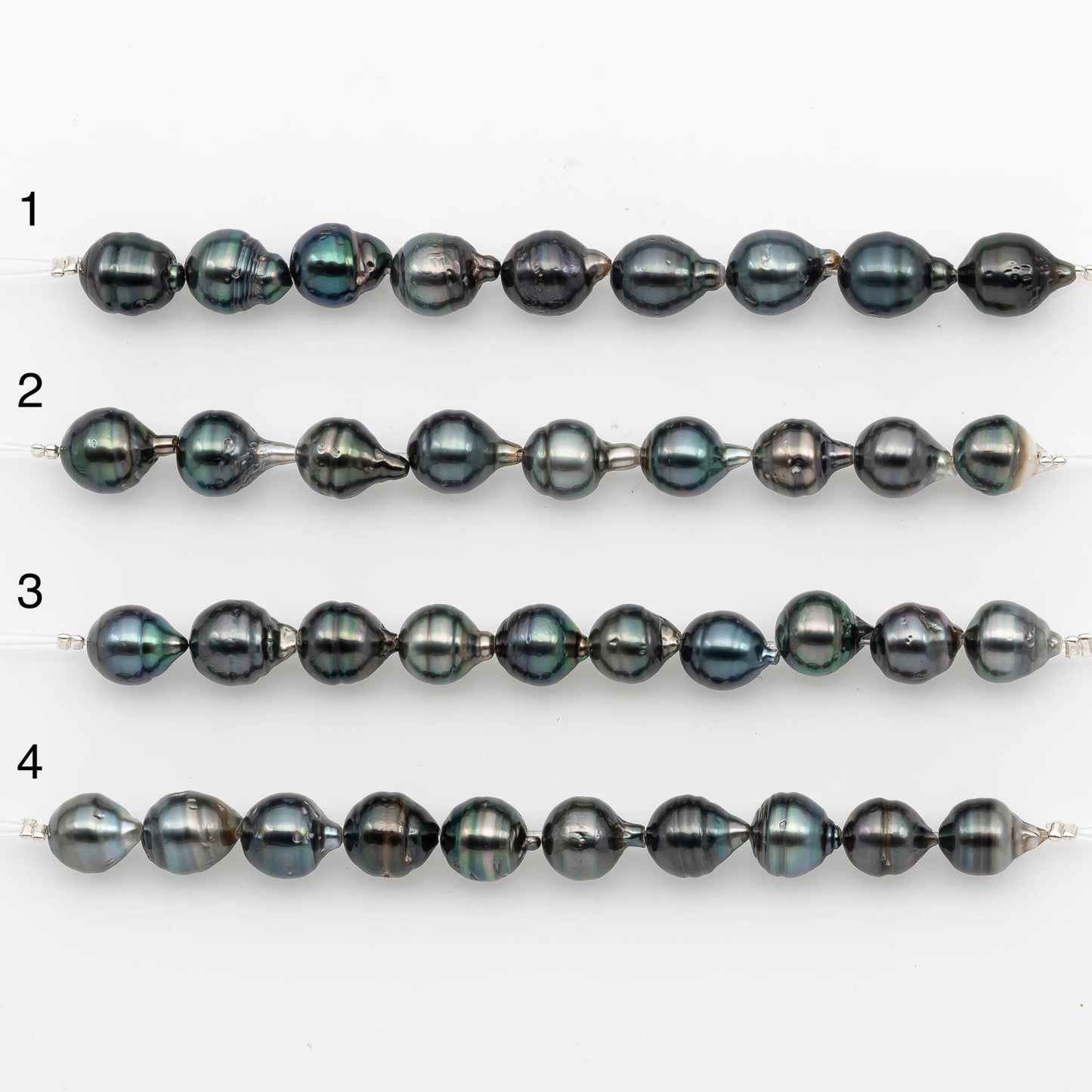 8-9mm Tahitian Pearl in Short Strand with All Natural Color with High Luster for Jewelry Making, SKU# 2182TH