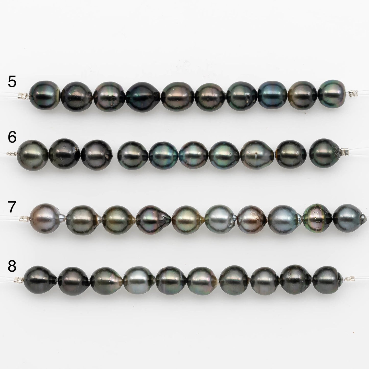 9-10mm Tahitian Pearl in Short Strand with All Natural Color with High Luster for Jewelry Making, SKU# 2184TH