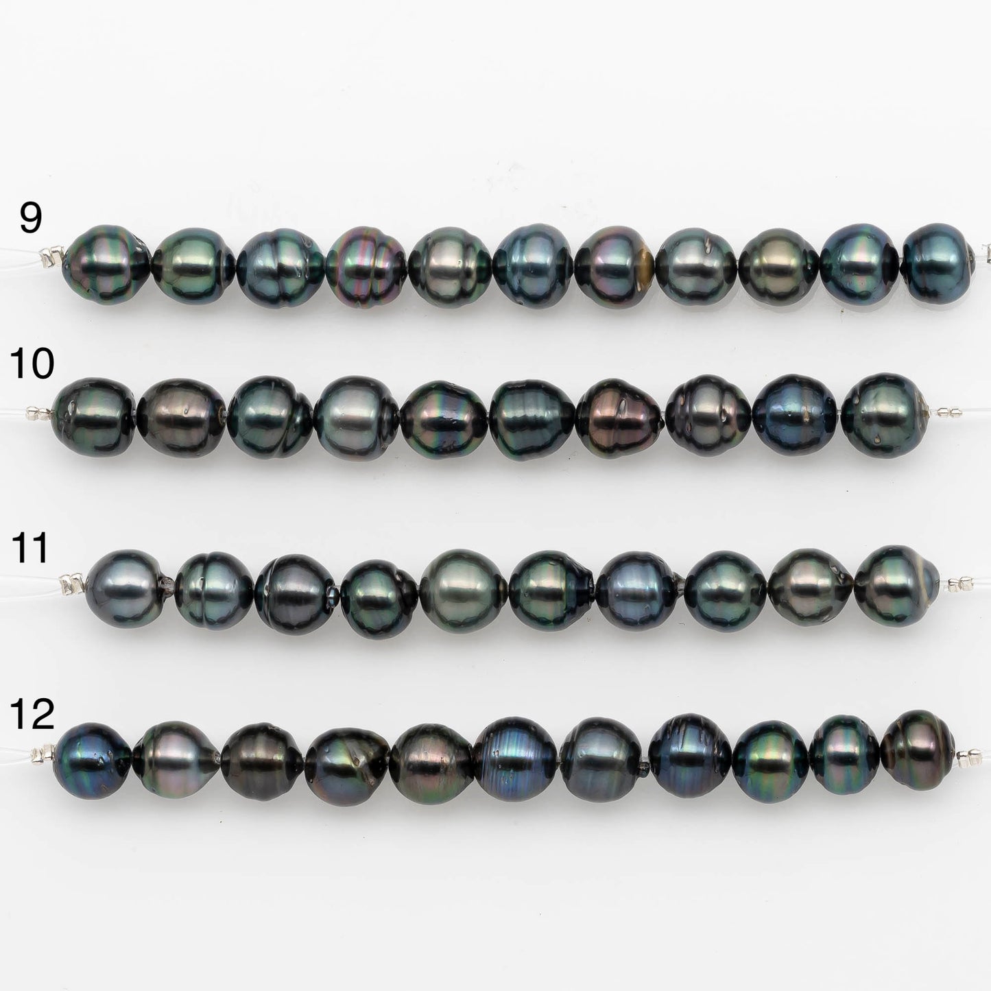 9-10mm Tahitian Pearl in Short Strand with All Natural Color with High Luster for Jewelry Making, SKU# 2186TH