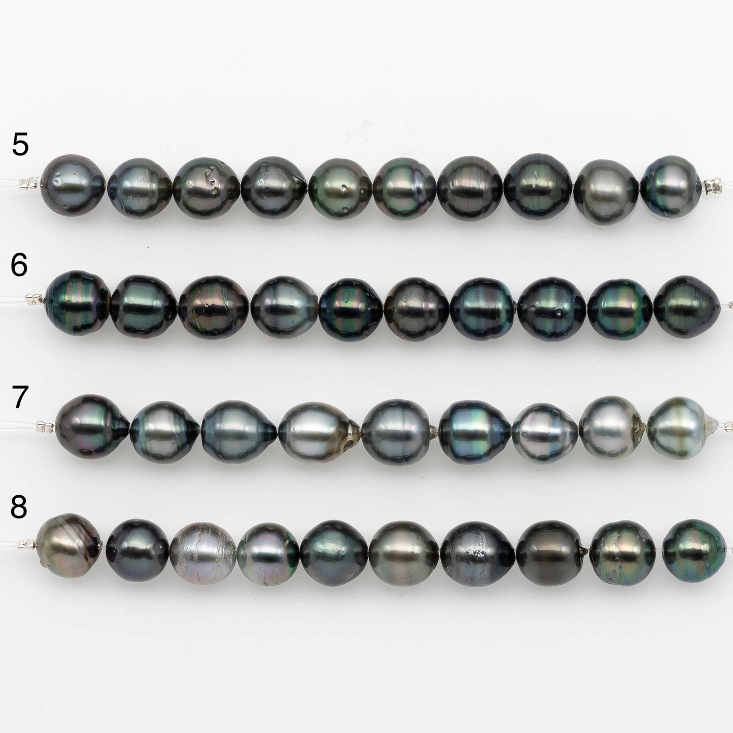 10-11mm Tahitian Pearl in Short Strand with All Natural Color with High Luster for Jewelry Making, SKU# 2189TH