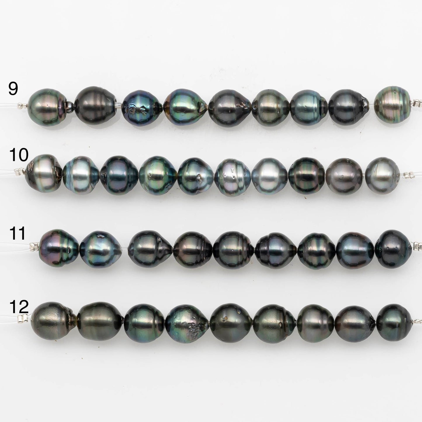 10-11mm Tahitian Pearl in Short Strand with All Natural Color with High Luster for Jewelry Making, SKU# 2189TH