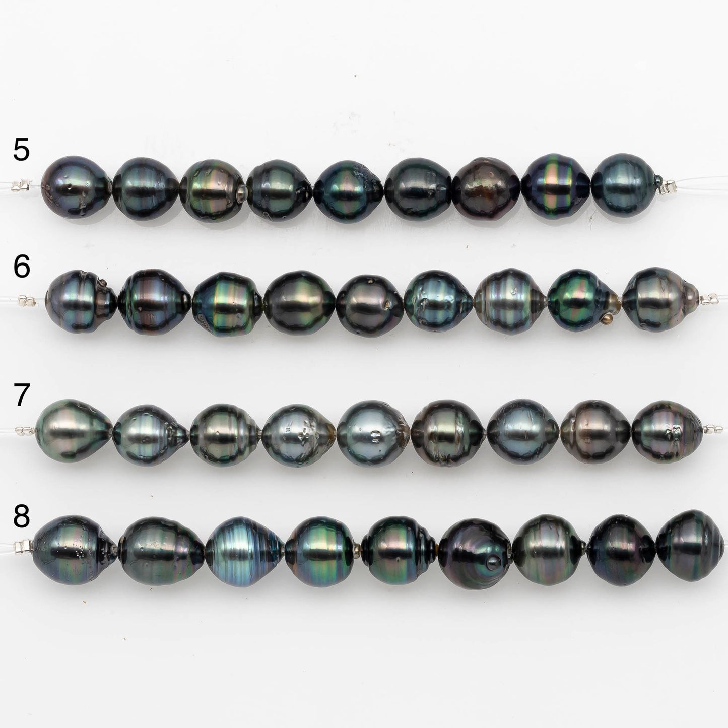 10-11mm Tahitian Pearl in Short Strand with All Natural Color with High Luster for Jewelry Making, SKU# 2190TH