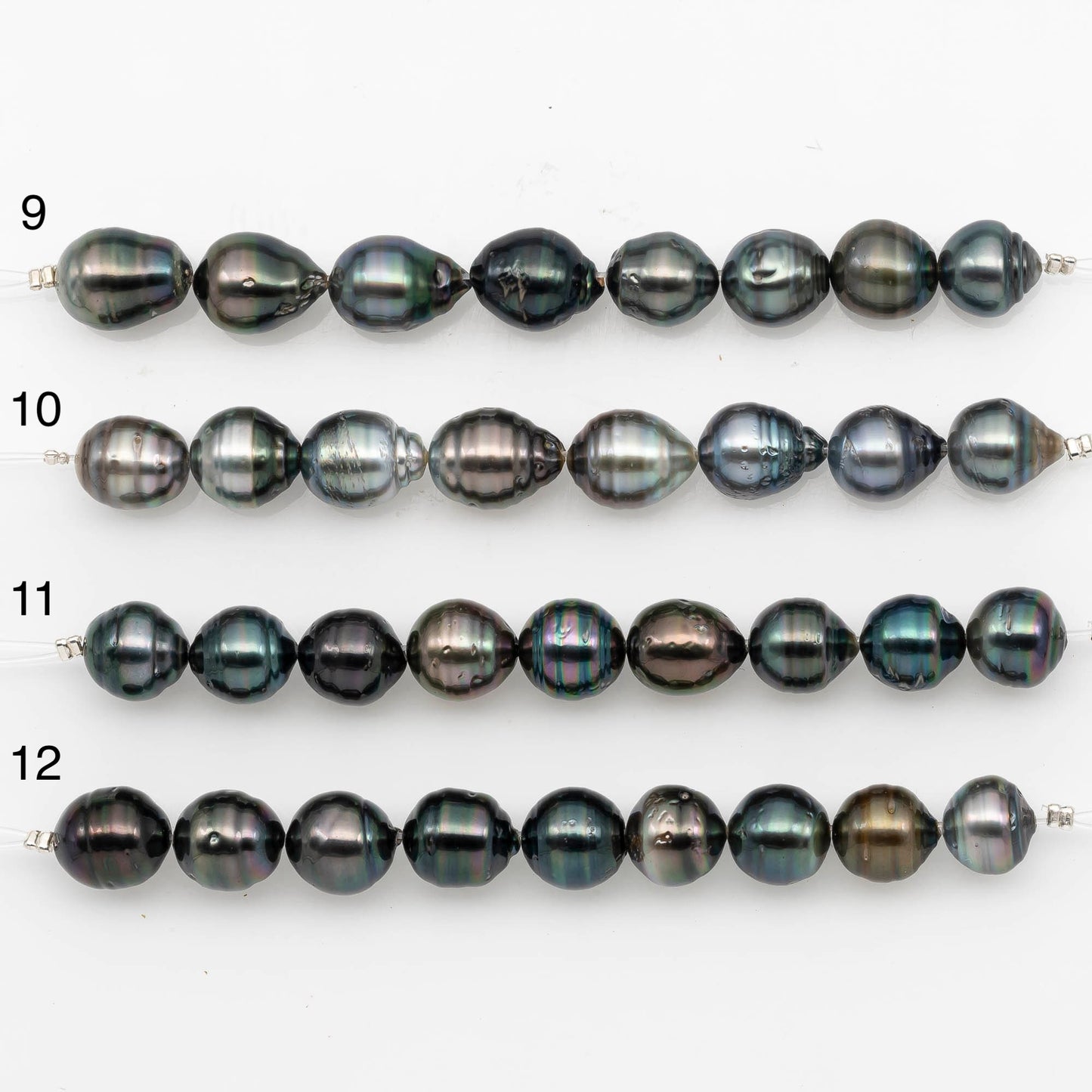 10-11mm Tahitian Pearl in Short Strand with All Natural Color with High Luster for Jewelry Making, SKU# 2190TH