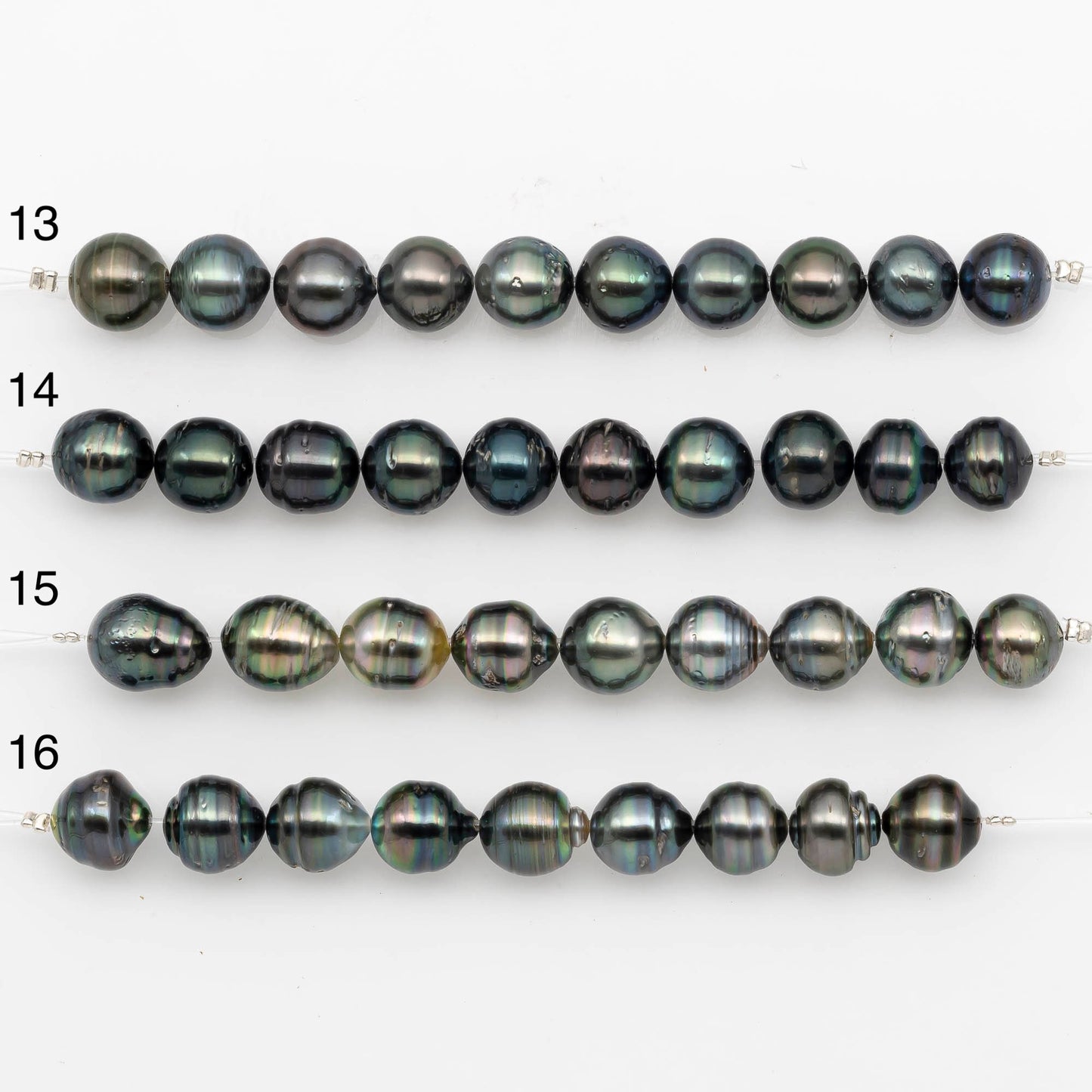 10-11mm Tahitian Pearl in Short Strand with All Natural Color with High Luster for Jewelry Making, SKU# 2190TH