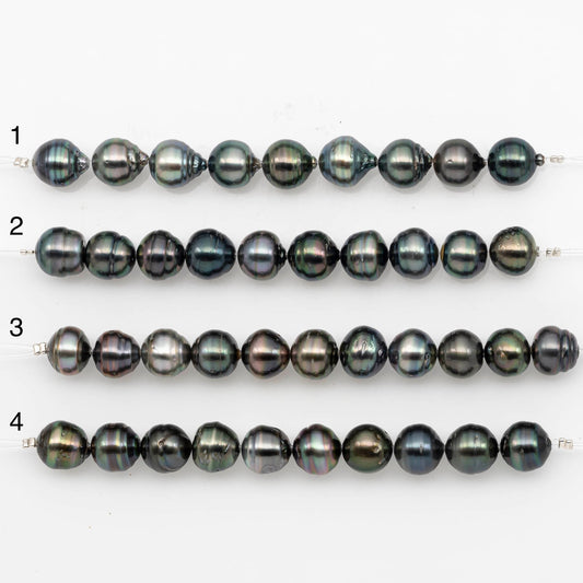 10-11mm Tahitian Pearl in Short Strand with All Natural Color with High Luster for Jewelry Making, SKU# 2190TH