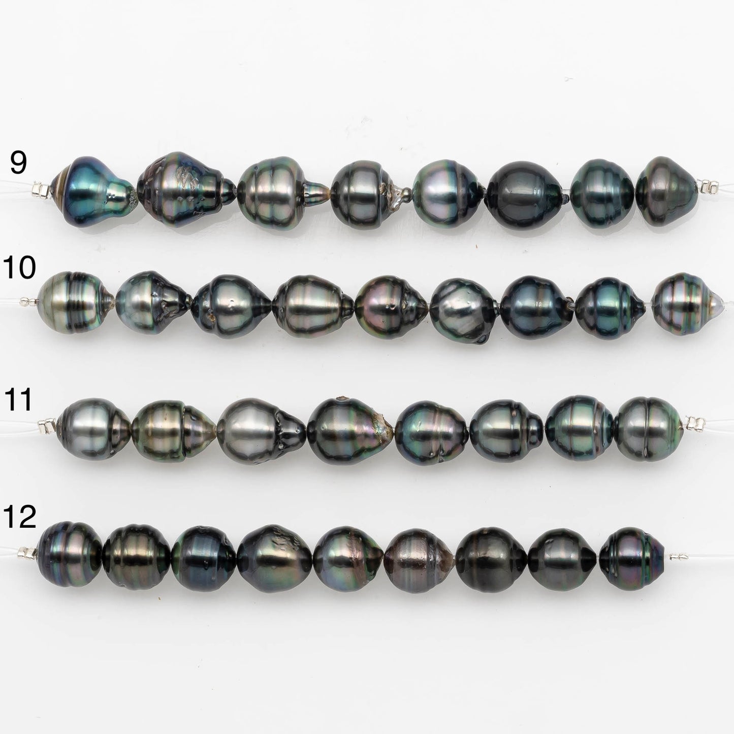 10-11mm Tahitian Pearl in Short Strand with All Natural Color with High Luster for Jewelry Making, SKU# 2191TH