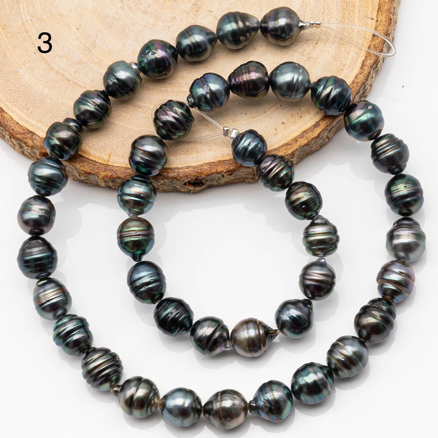 8-9mm Tahitian Pearl in Full Strand with All Natural Color with High Luster for Jewelry Making, SKU# 2193TH