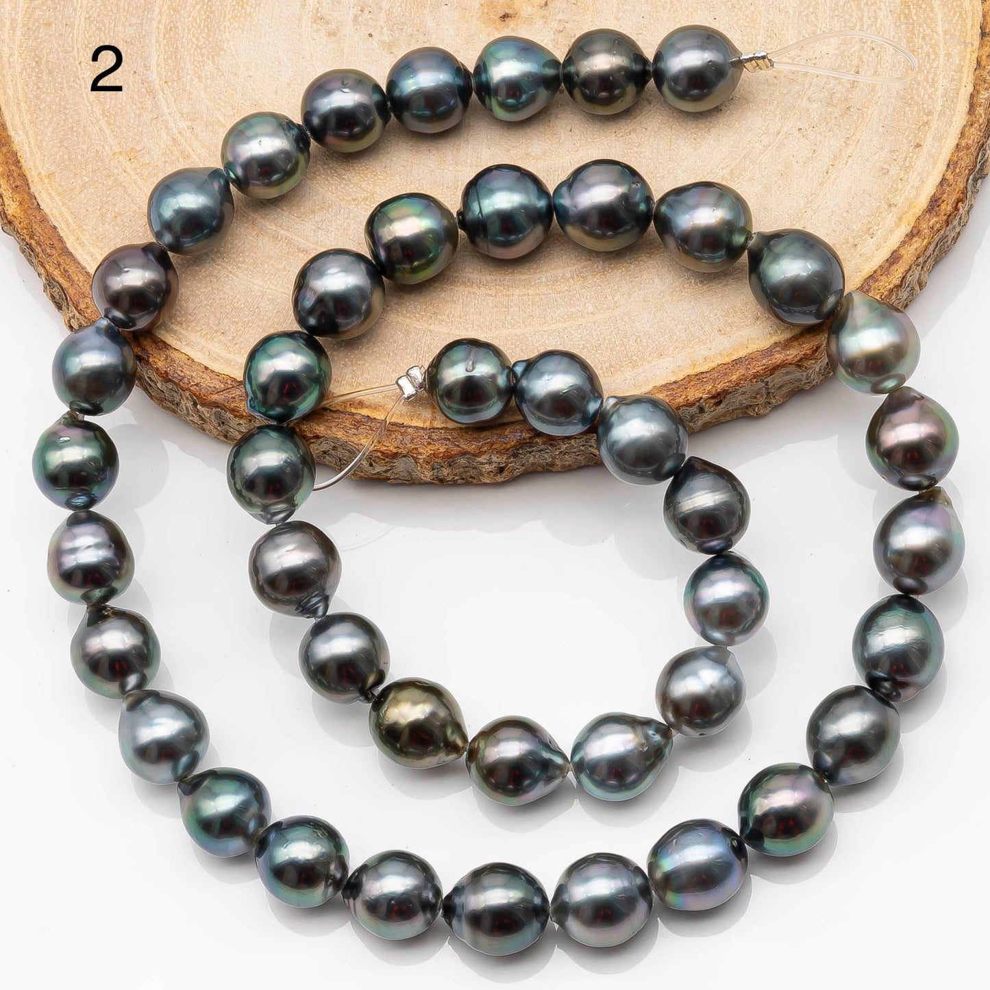 8-9mm Multicolor Drop Tahitian Pearl Bead with High Luster, In Full Strand with Blemishes for Jewelry Making, SKU # 2196TH