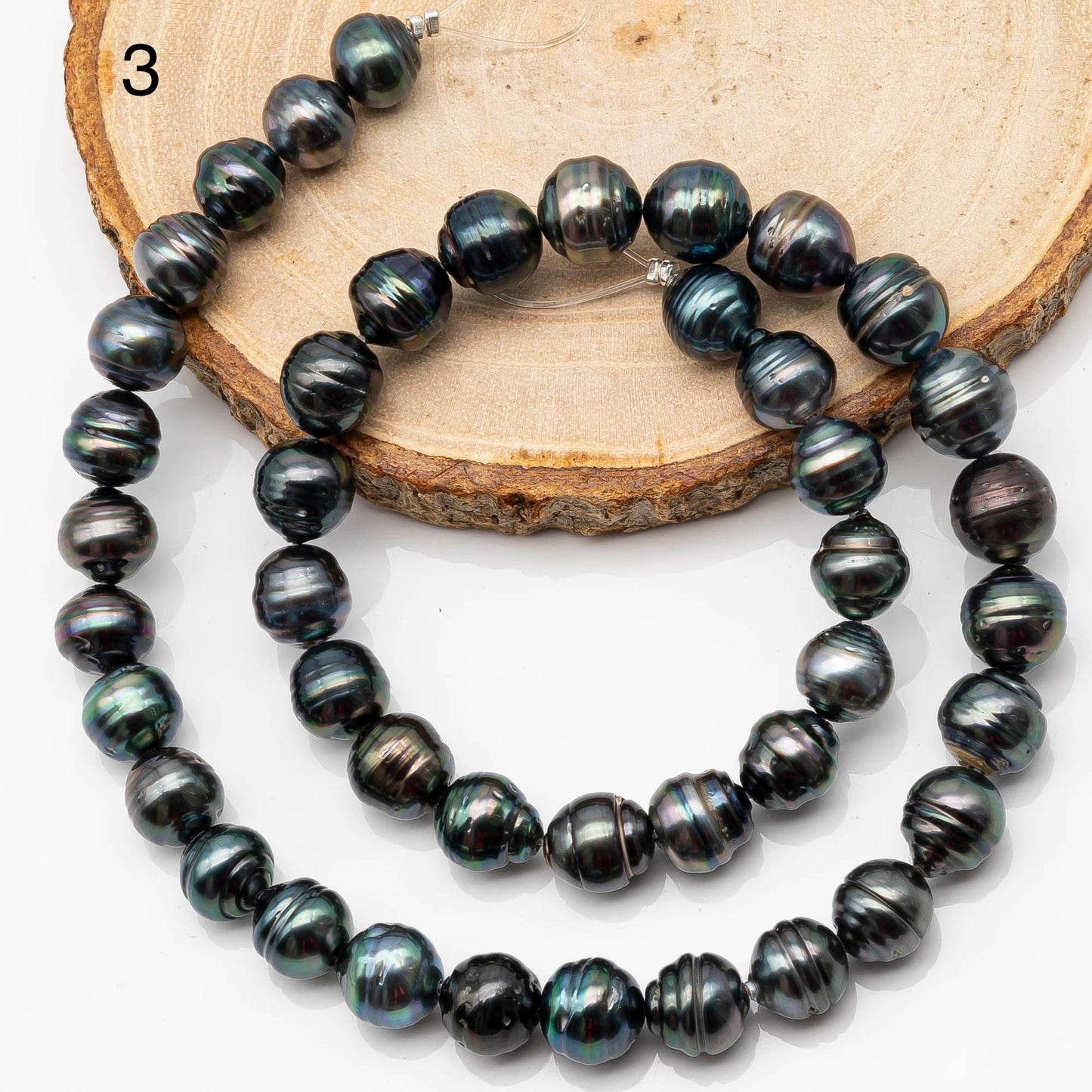 9-10mm Drop Tahitian Pearl in Full Strand with Natural Color and High Luster, For Jewelry Making with Blemishes, SKU # 2198TH