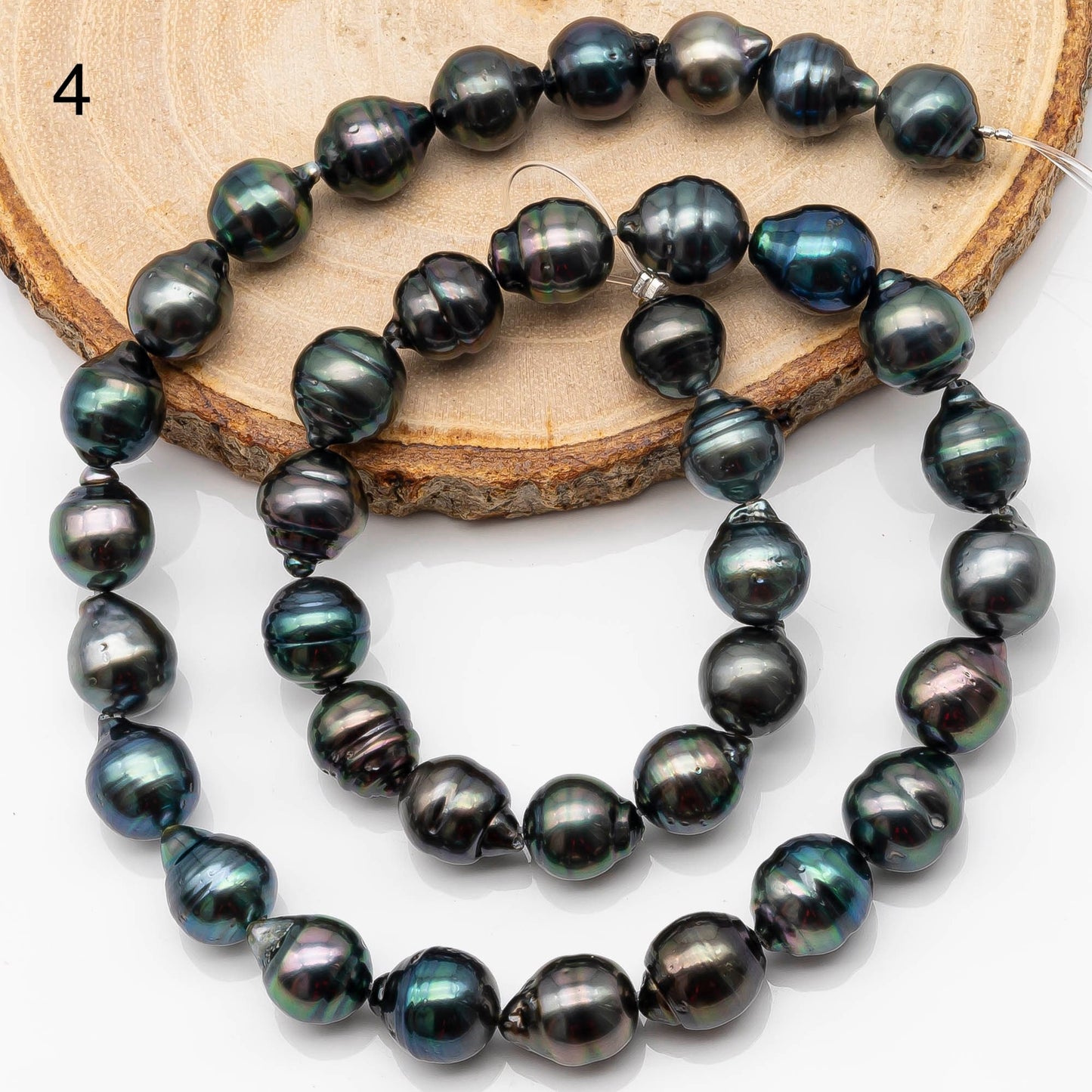 9-10mm Multicolor Drop Tahitian Pearl Bead with High Luster, In Full Strand with Blemishes for Jewelry Making, SKU # 2199TH