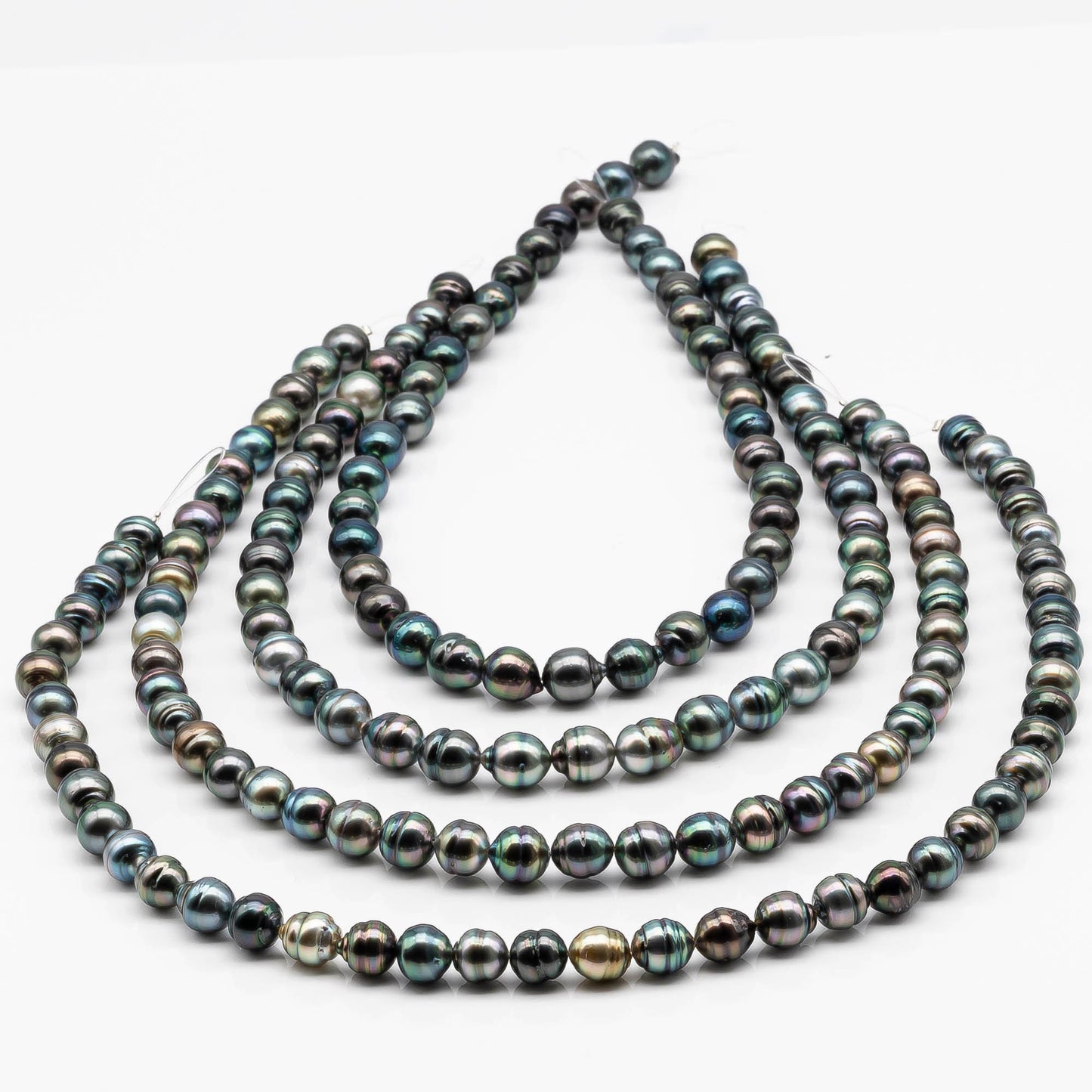 9-10mm Multicolor Drop Tahitian Pearl Bead with High Luster, In Full Strand with Blemishes for Jewelry Making, SKU # 2199TH