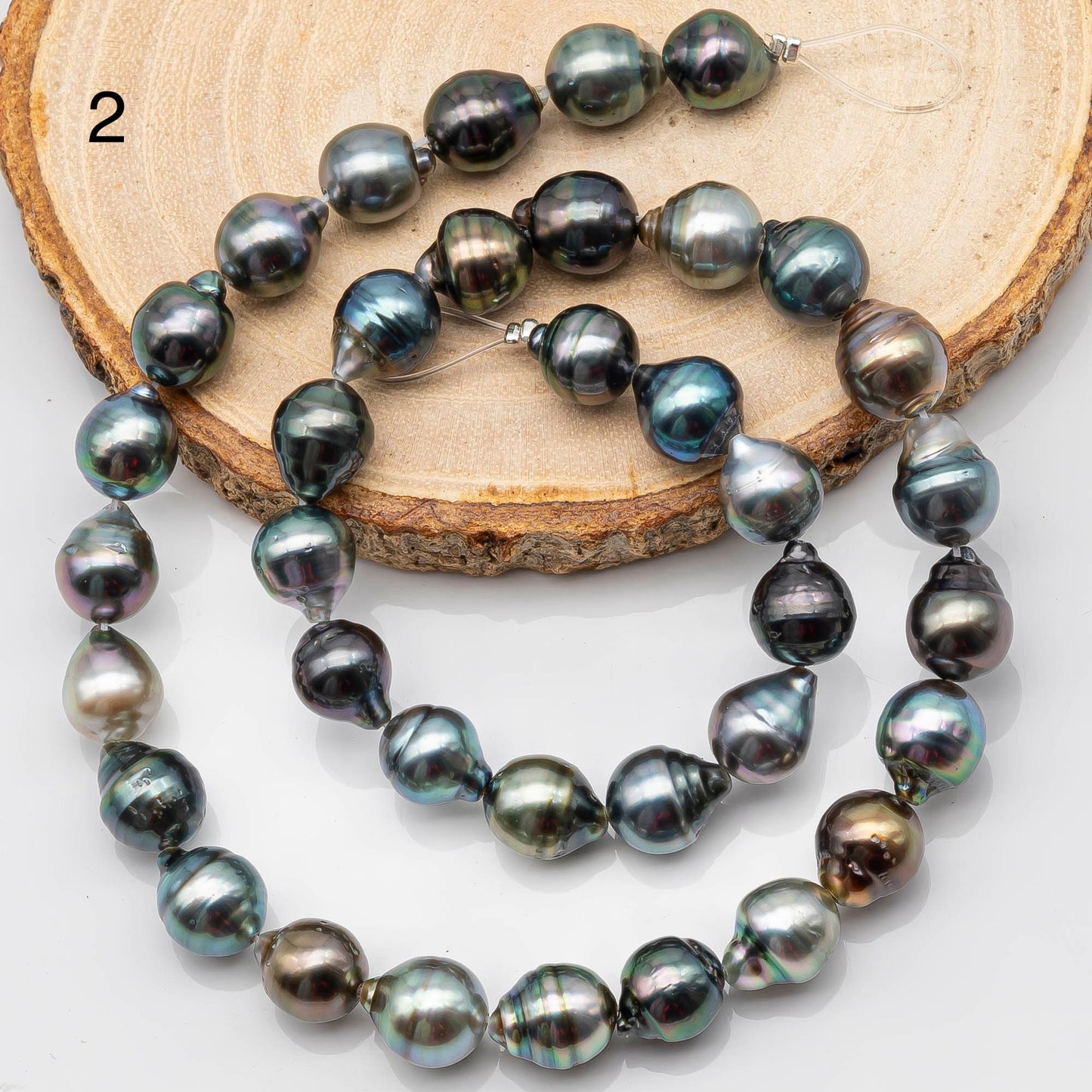 9-10mm Multicolor Drop Tahitian Pearl Bead with High Luster, In Full Strand with Blemishes for Jewelry Making, SKU # 2200TH