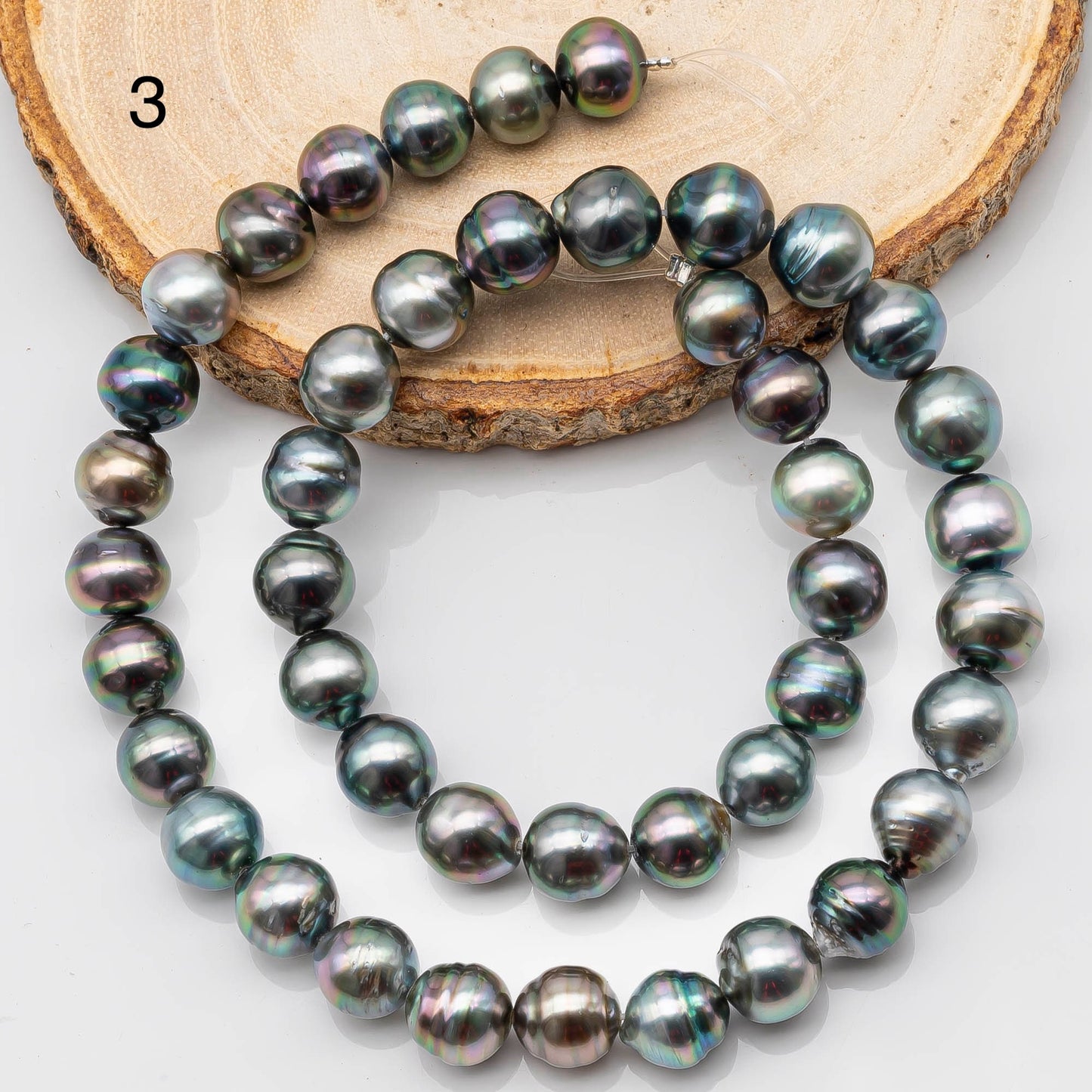 9-10mm Multicolor Tahitian Pearl Bead with High Luster, In Full Strand with Minor Blemishes for Jewelry Making, SKU # 2201TH