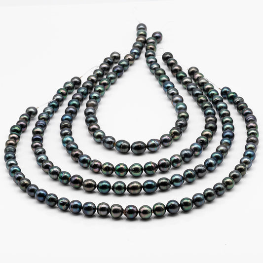 9-10mm Drop Tahitian Pearl in Full Strand with Natural Color and High Luster, For Jewelry Making with Blemishes, SKU # 2202TH