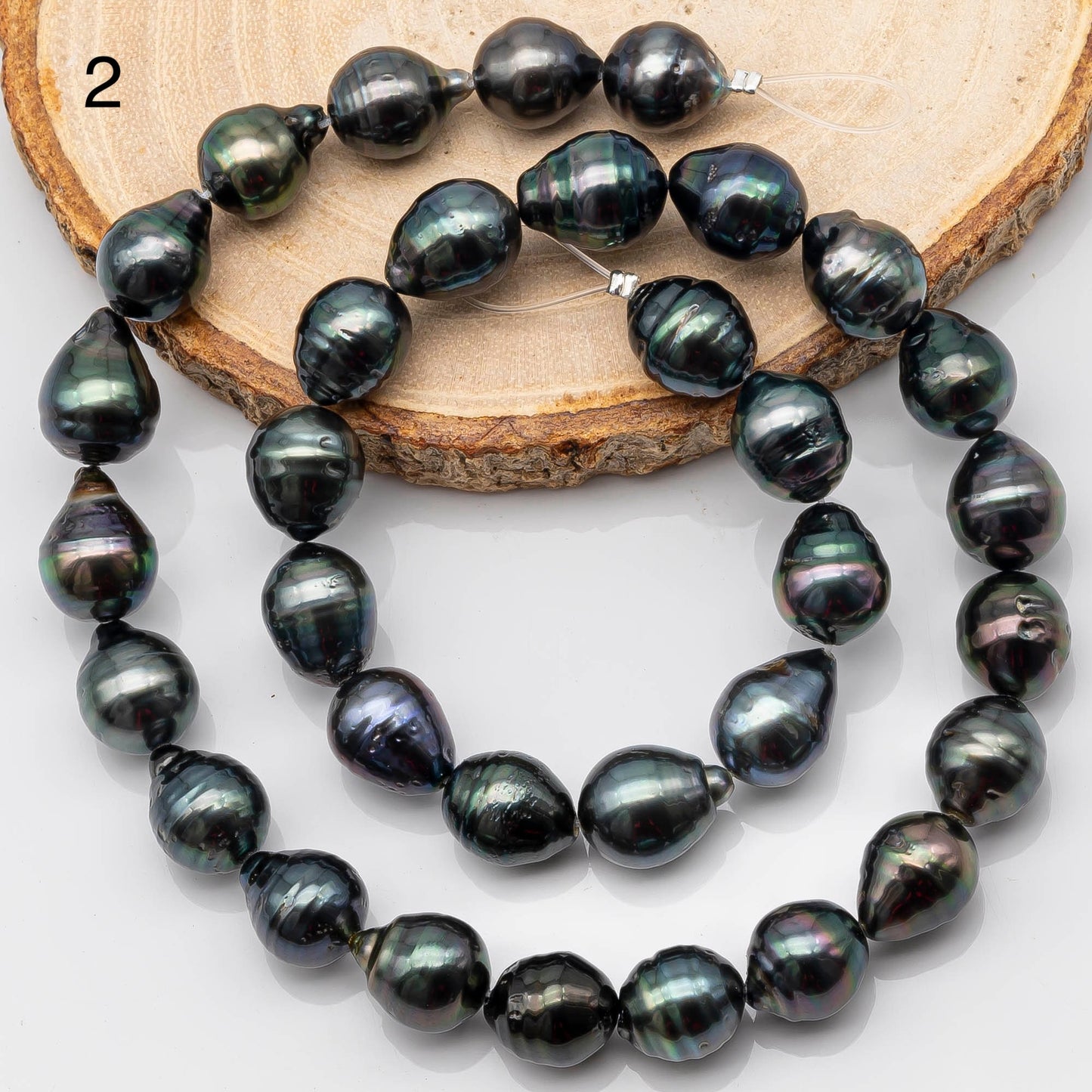 10-11mm Round Tahitian Pearl in Full Strand with Natural Color and High Luster, For Jewelry Making with Blemishes, SKU # 2204TH