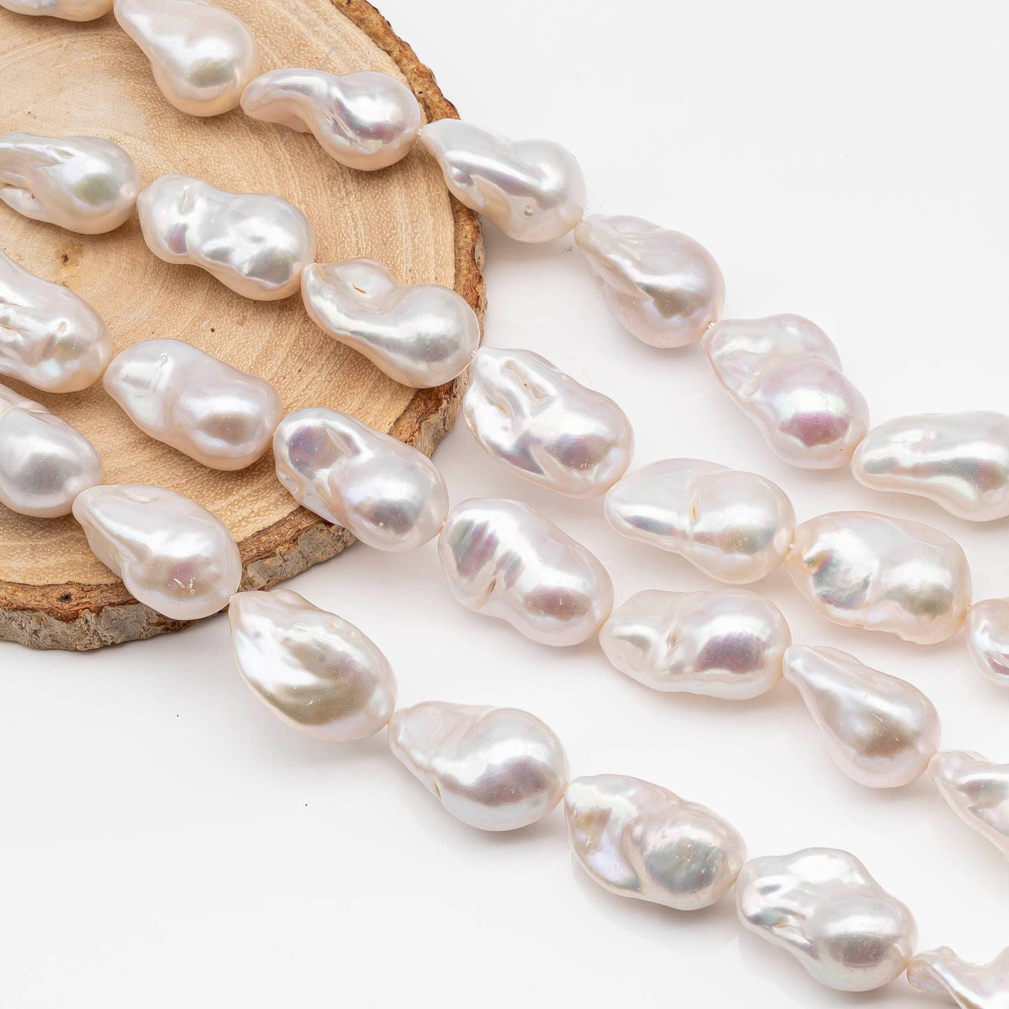 12-16mm Natural Color Baroque Pearl in White-Color Freshwater Pearl Beads with Nice Luster, Full Strand, SKU# 2206BA