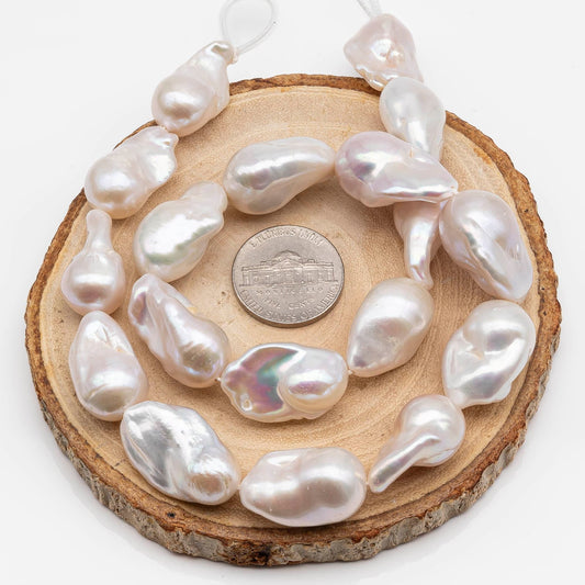 12-16mm Natural Color Baroque Pearl in White-Color Freshwater Pearl Beads with Nice Luster, Full Strand, SKU# 2206BA