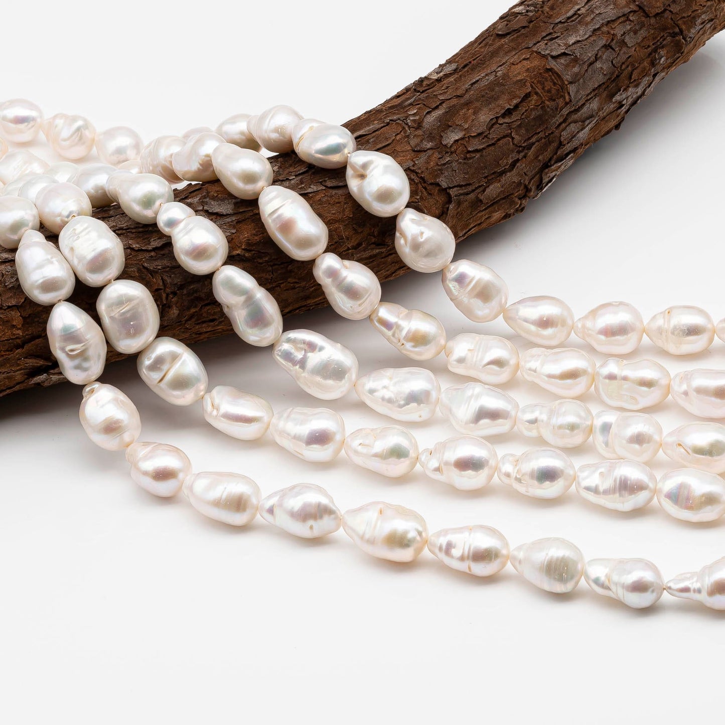 12-14mm Natural Color Baroque Pearl in White-Color Freshwater Pearl Beads, Small Size with Nice Luster, Full Strand, SKU# 2207BA