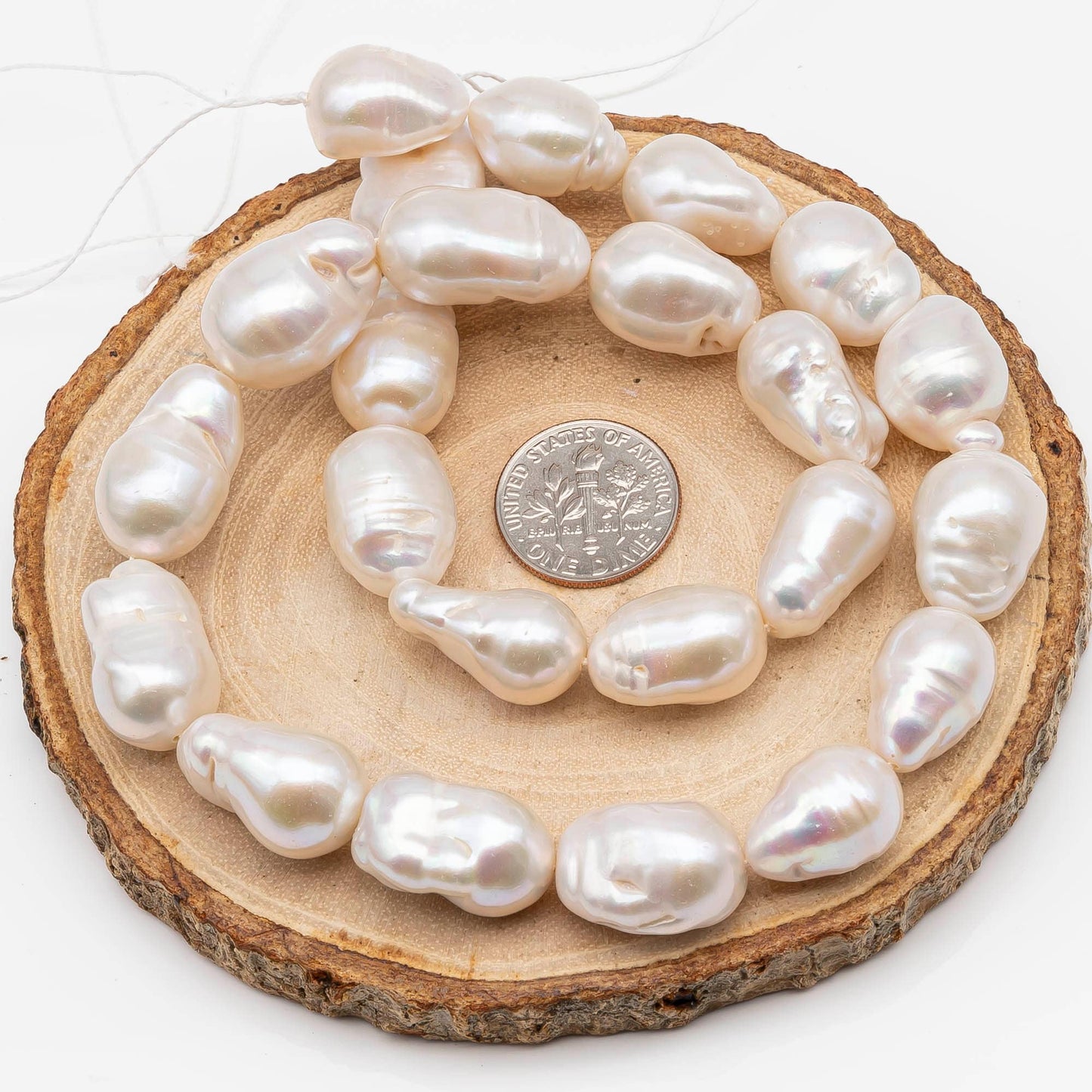 12-14mm Natural Color Baroque Pearl in White-Color Freshwater Pearl Beads, Small Size with Nice Luster, Full Strand, SKU# 2207BA