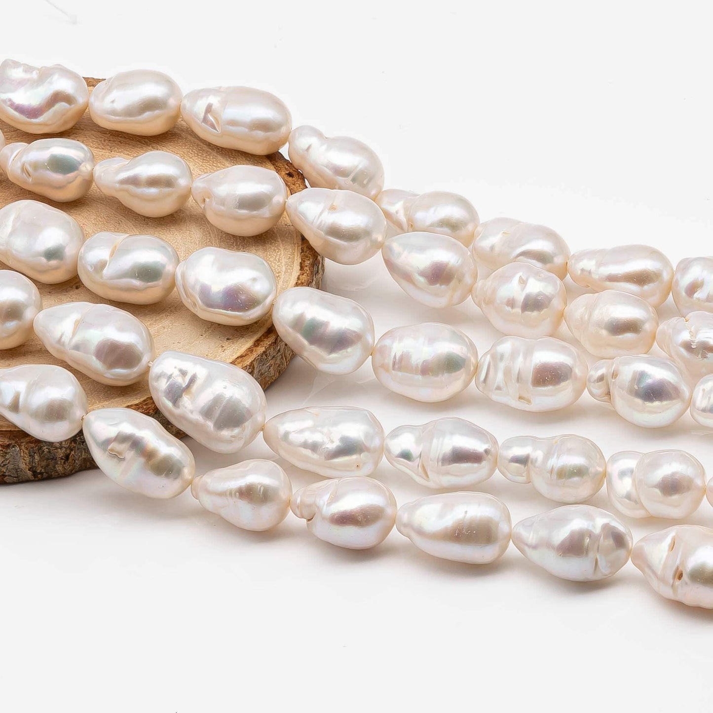 12-14mm Natural Color Baroque Pearl in White-Color Freshwater Pearl Beads, Small Size with Nice Luster, Full Strand, SKU# 2207BA