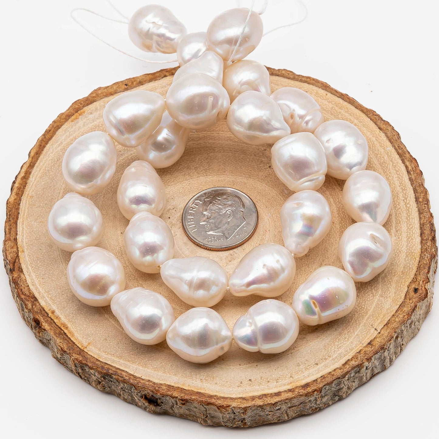 11-13mm Baroque Pearl in White-Color Freshwater Pearl Beads, Small Size with Nice Luster, Full Strand, SKU# 2209BA