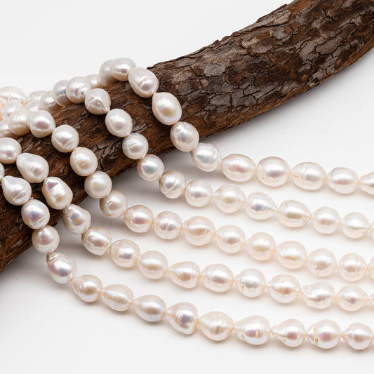 11-13mm Baroque Pearl in White-Color Freshwater Pearl Beads, Small Size with Nice Luster, Full Strand, SKU# 2209BA