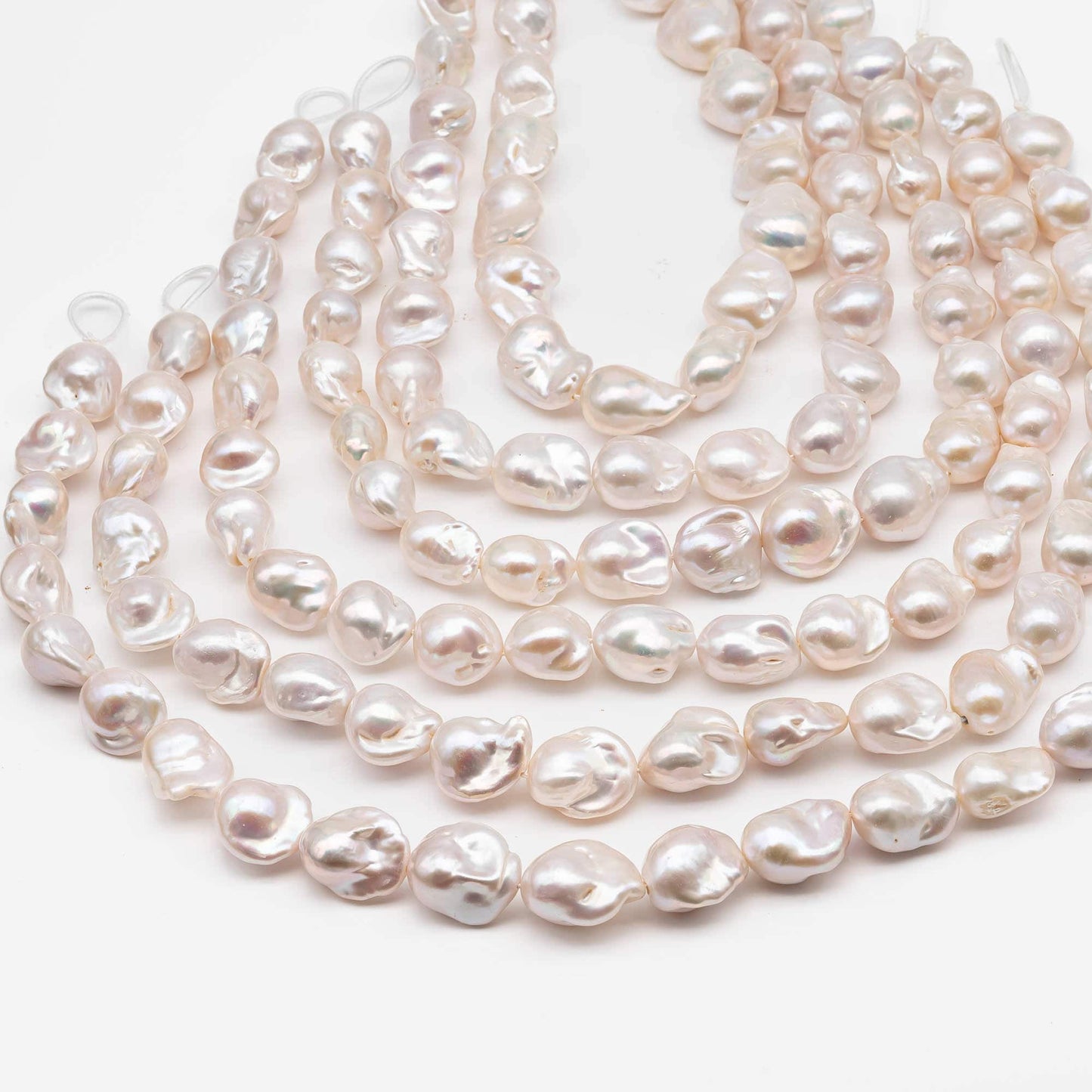 14-16mm Baroque Pearl in White-Color Freshwater Pearl Beads with Nice Luster, Full Strand, SKU# 2210BA