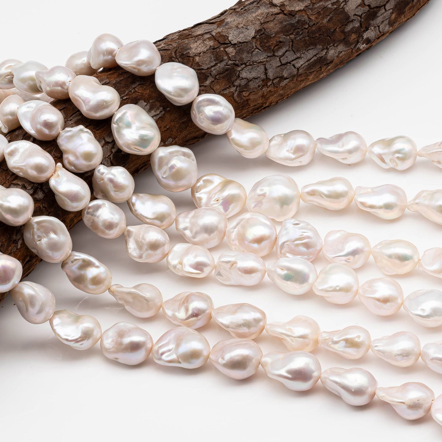 14-16mm Baroque Pearl in White-Color Freshwater Pearl Beads with Nice Luster, Full Strand, SKU# 2210BA