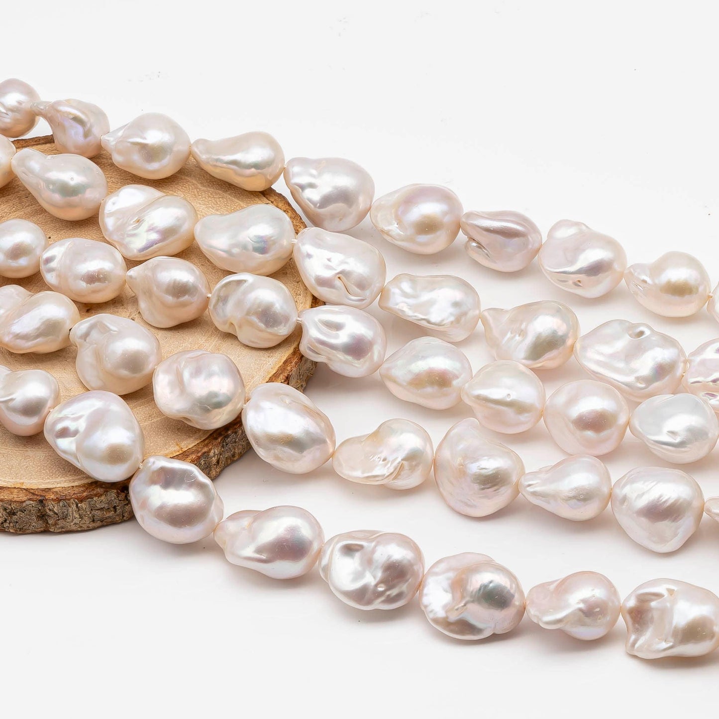 14-16mm Baroque Pearl in White-Color Freshwater Pearl Beads with Nice Luster, Full Strand, SKU# 2210BA