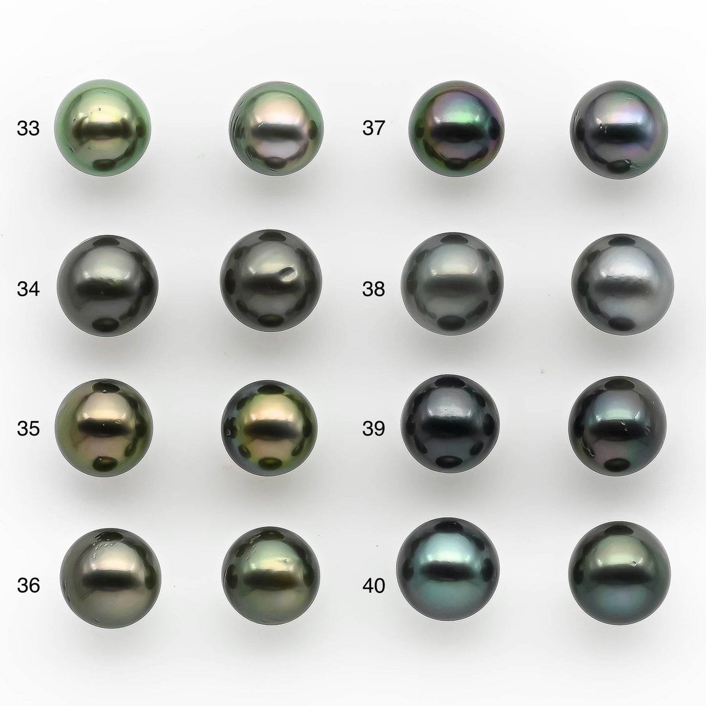 9-10mm Matching Pair Near Round Tahitian Pearl in Amazing Luster with Minor Blemish, Undrilled for Making Earring or Pendant, SKU # 2212TH