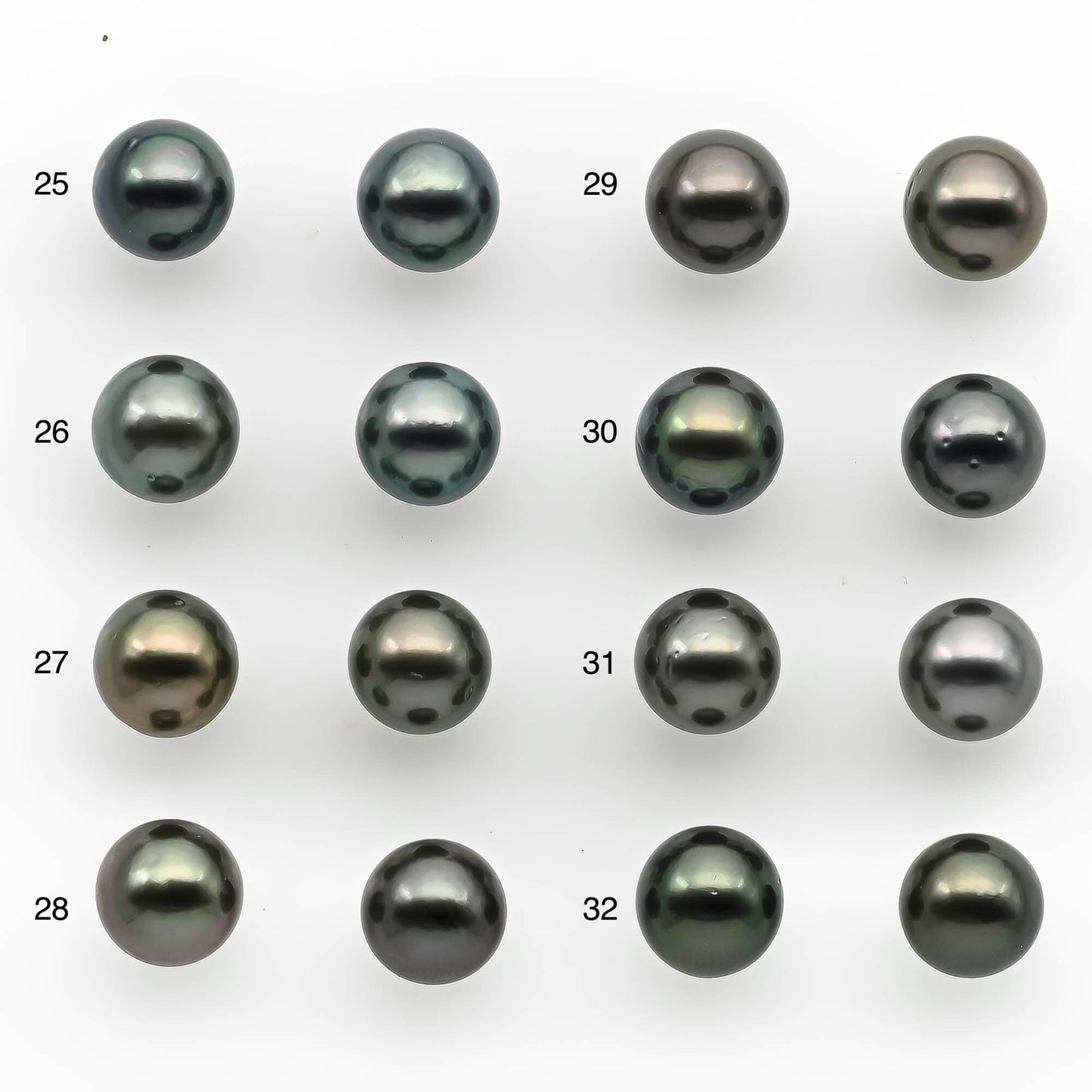 8-9mm Matching Pair Round Tahitian Pearl Loose Undrilled with Minor Blemish and High Luster, For Making Earring, SKU # 2214TH