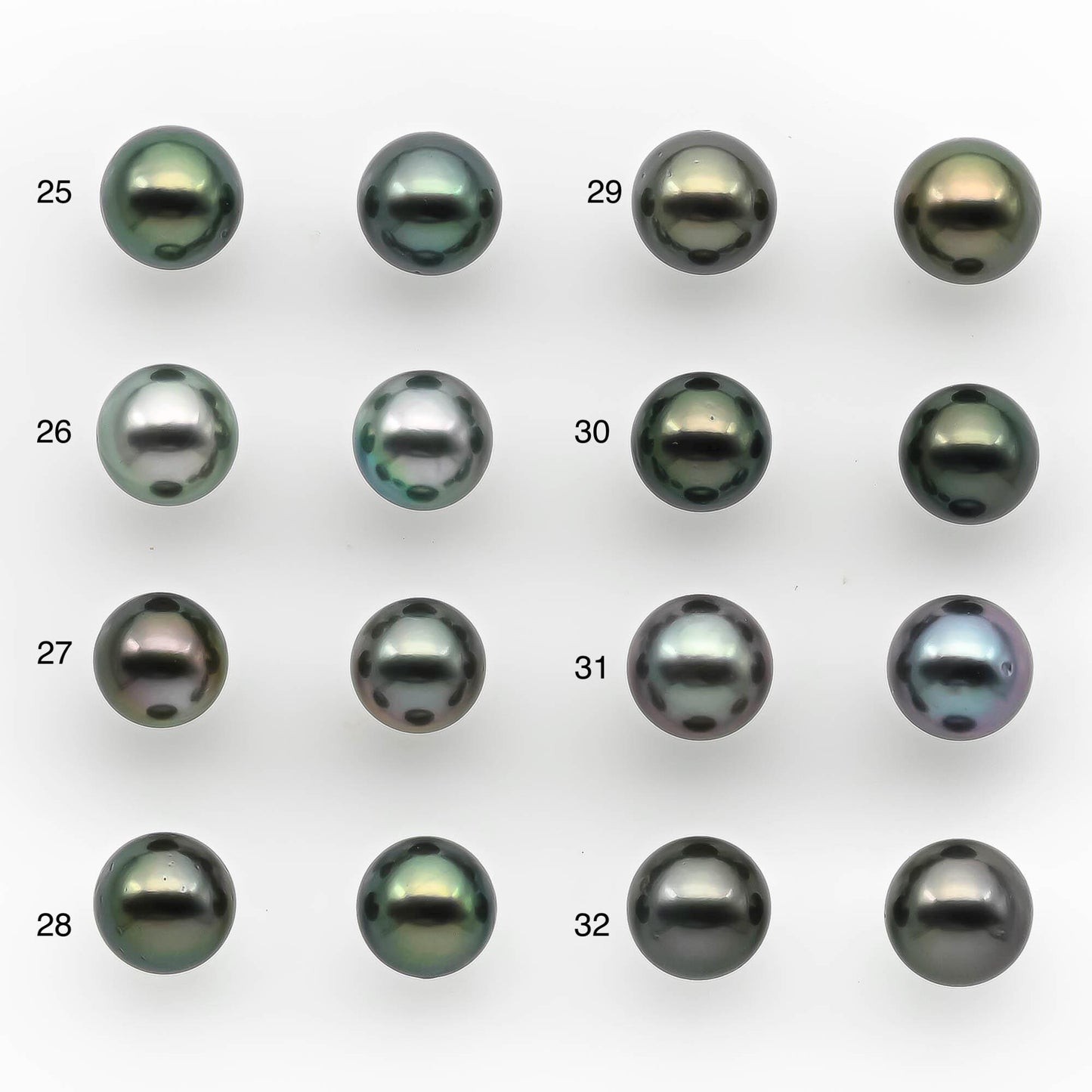 8-9mm Matching Pair Round Tahitian Pearl in Amazing Luster with Minor Blemish, Undrilled for Making Earring or Pendant, SKU # 2215TH