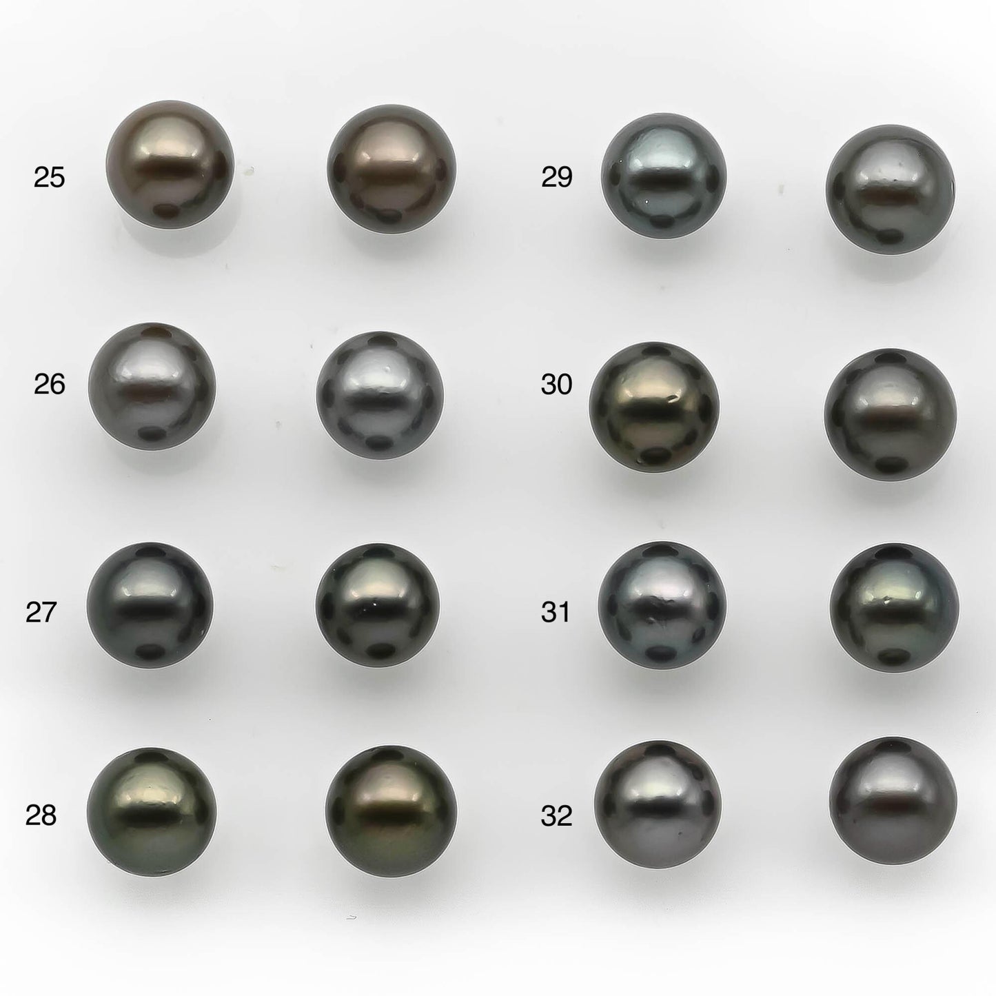 9-10mm Matching Pair Round Tahitian Pearl Loose Undrilled with Minor Blemish, For Making Earring, SKU # 2217TH