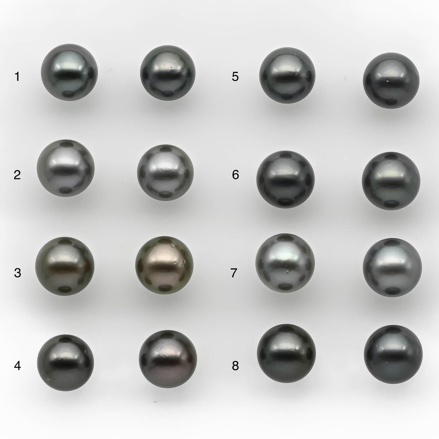 9-10mm Matching Pair Round Tahitian Pearl Loose Undrilled with Minor Blemish, For Making Earring, SKU # 2217TH