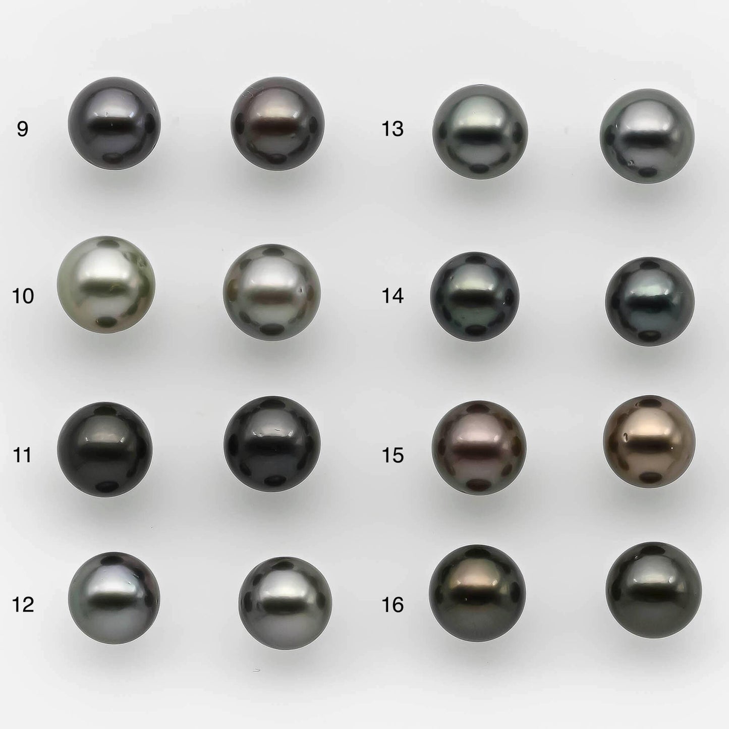 9-10mm Matching Pair Round Tahitian Pearl Loose Undrilled with Minor Blemish and High Luster, For Making Earring, SKU # 2218TH